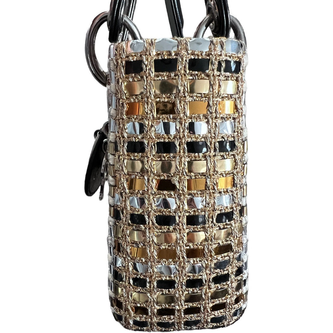 Mini Lady Dior Gold & Silver Woven Handbag - Elegant Crossbody Purse for Women | Perfect for Parties, Weddings & Evening Events