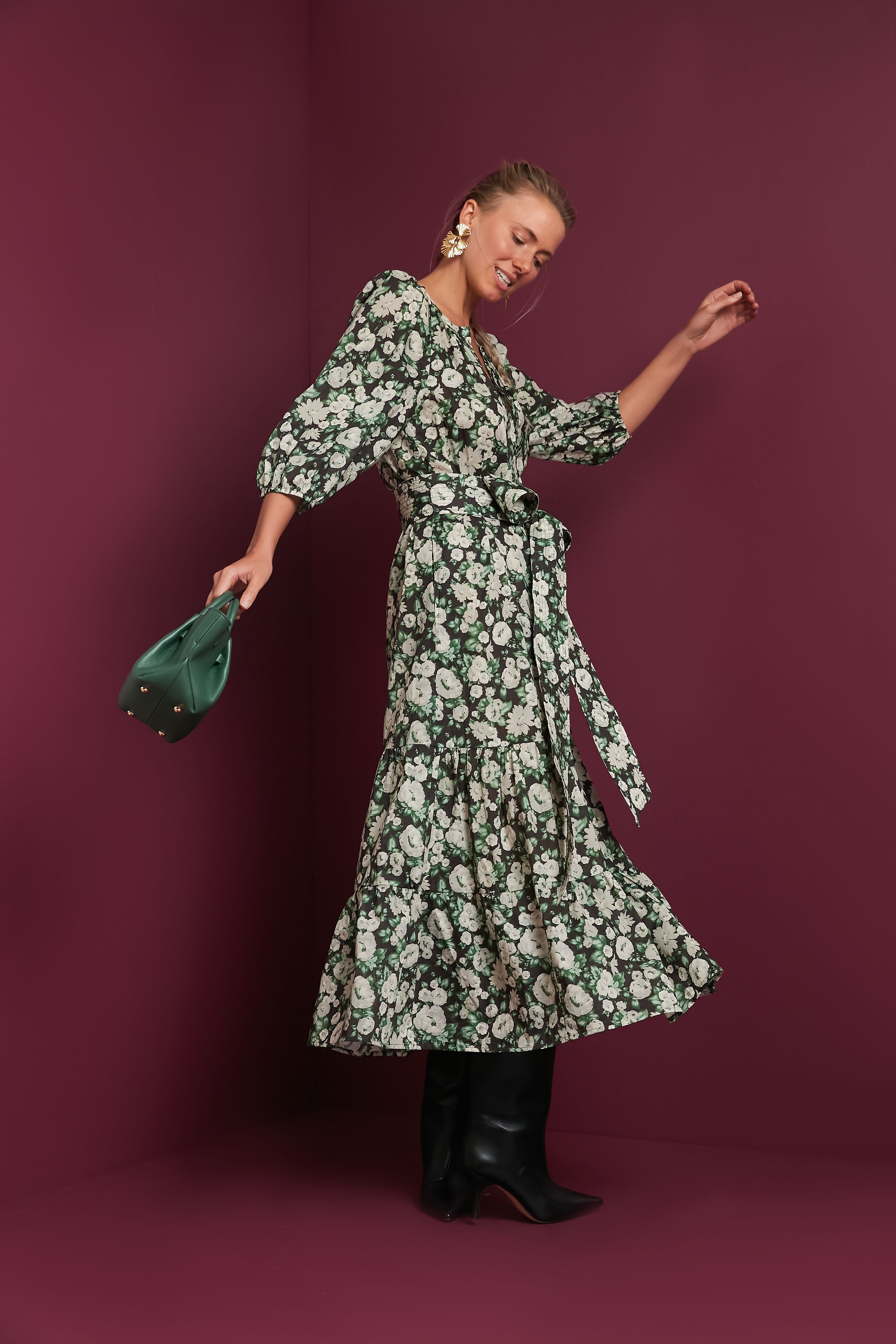 Bouvardia Branch Lyles Dress - Elegant Floral Print Summer Dress for Women | Perfect for Weddings, Parties & Beach Vacations