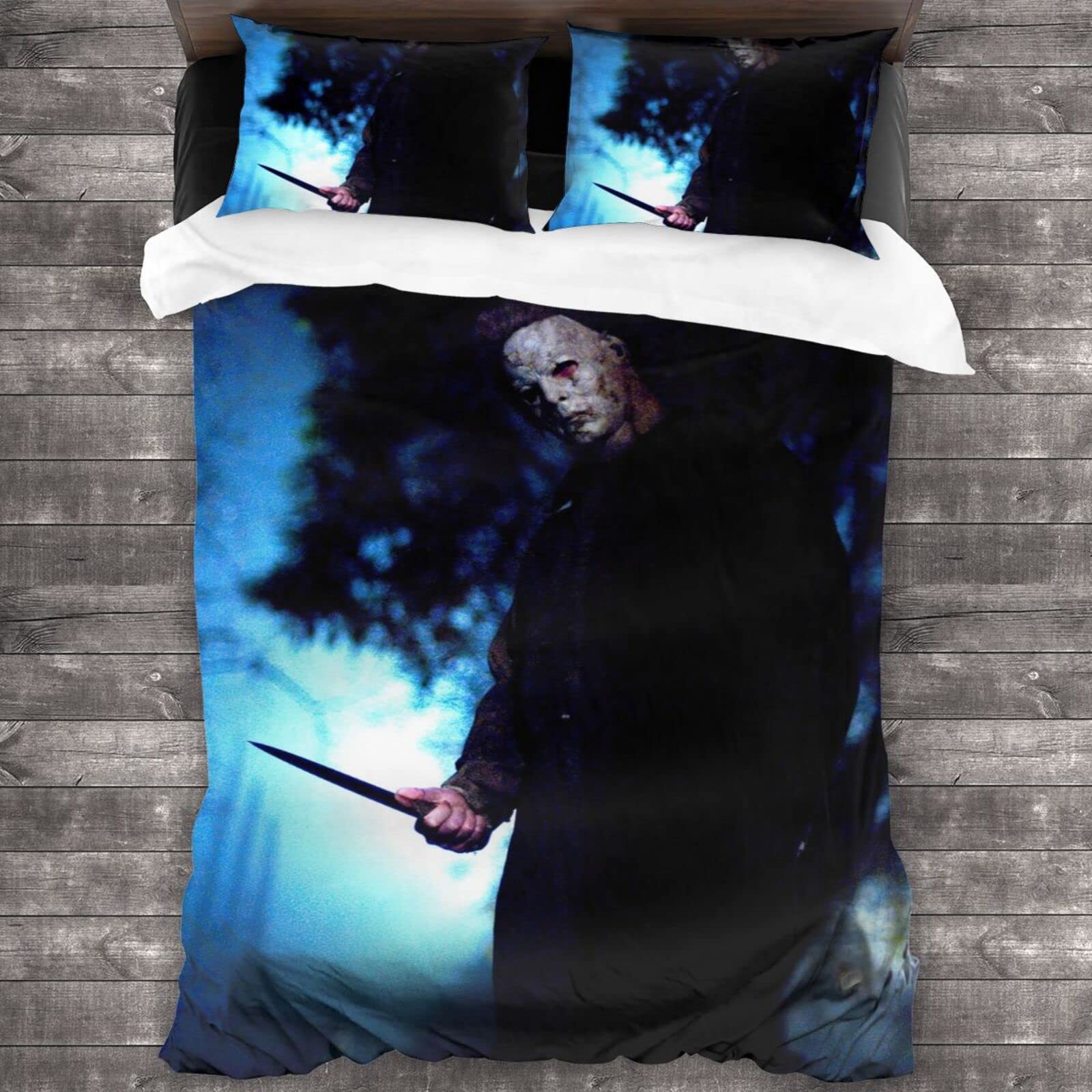 Horror Movie Bedding Set - Halloween Duvet Cover & Sheet Set (3-Piece) for Twin/Full/Queen/King Size Beds - Perfect for Spooky Bedrooms, Halloween Decorations & Horror Movie Nights