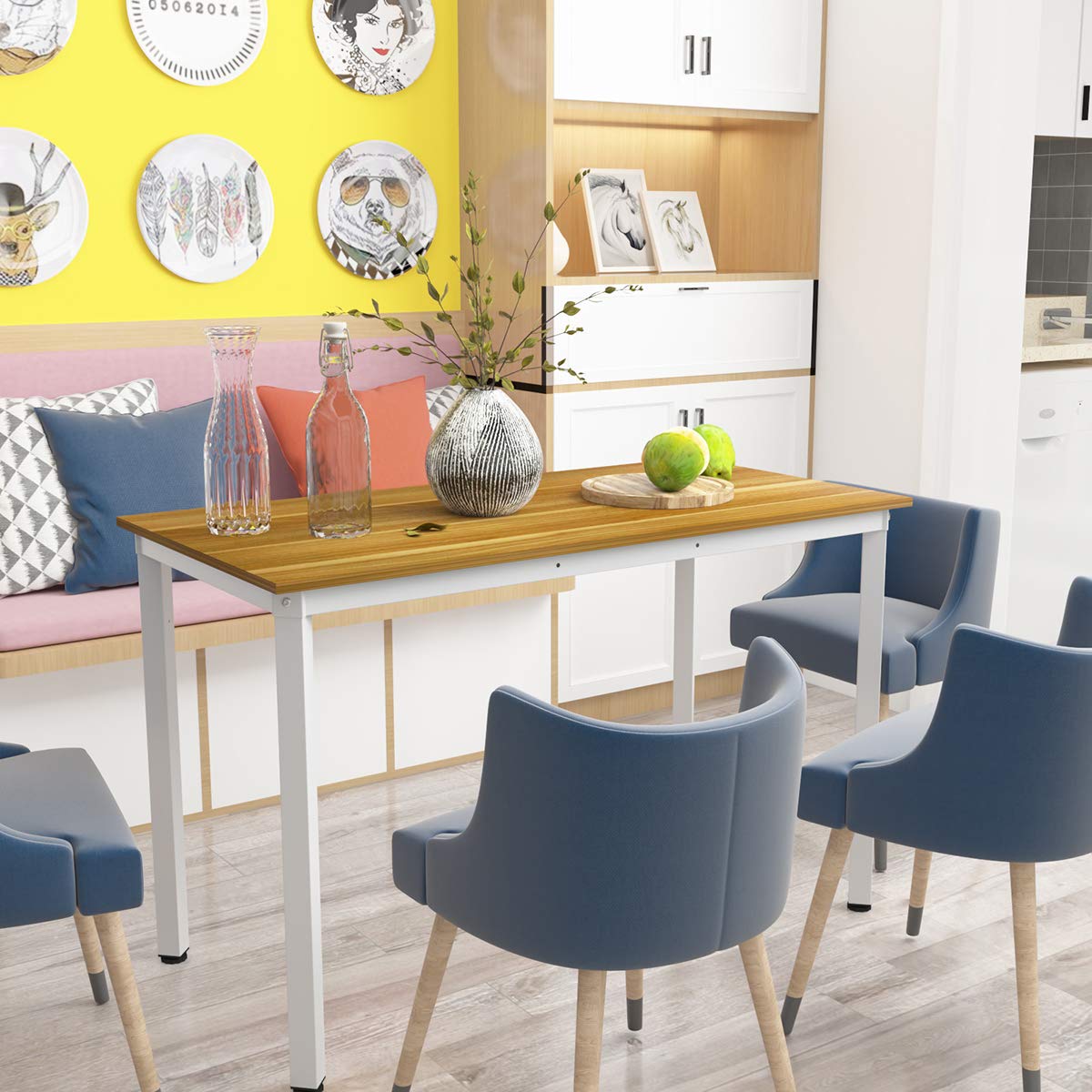 Weehom 55 Inch Modern Dining Table - Kitchen Table & Small Desk for Dining Room, Living Room, Home Office | Perfect for Family Meals, Work from Home & Small Space Apartments