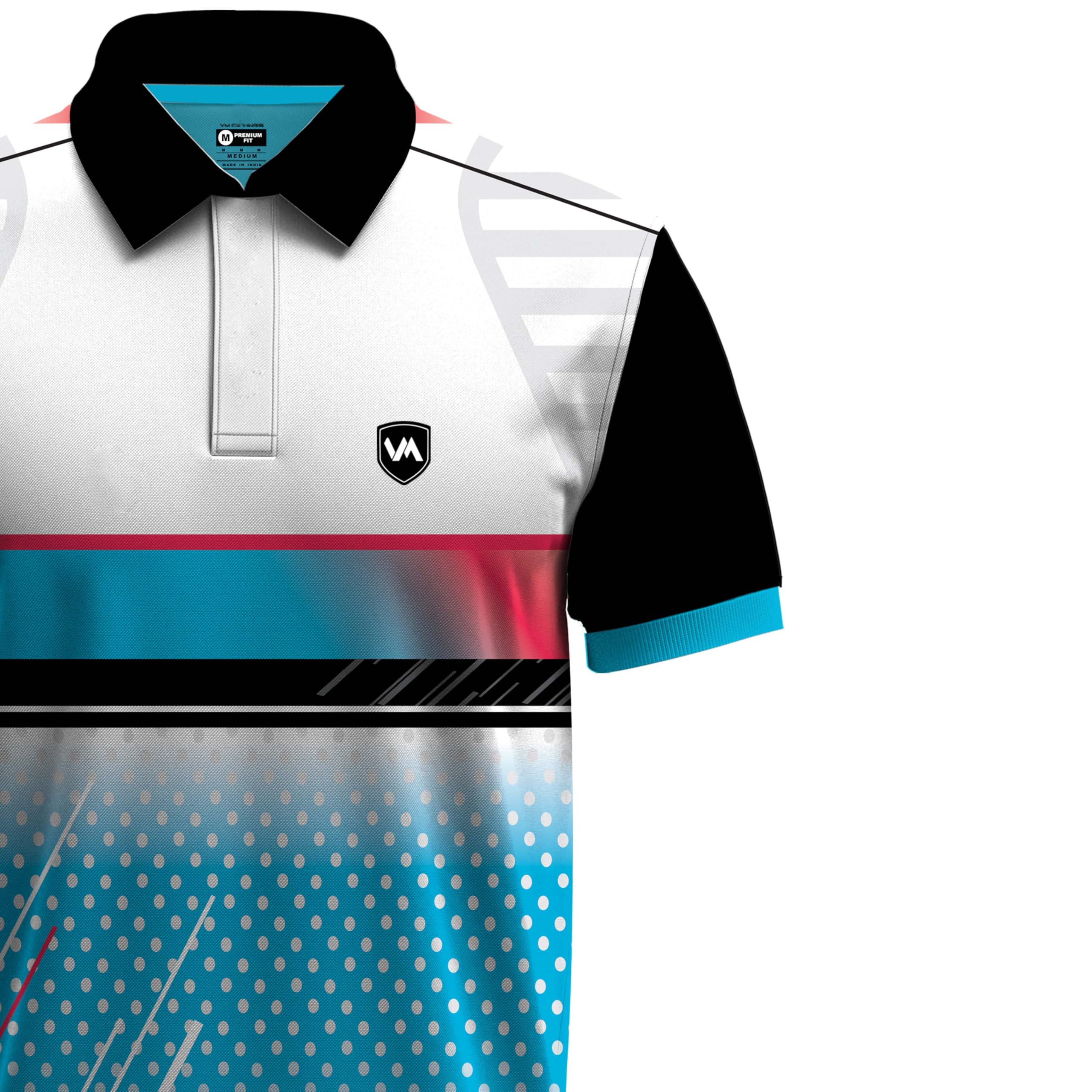 VM Clothing Men's DryFit Half Sleeve Printed Cricket Jersey - Breathable Sports Shirt for Cricket Teams & Club Players - Perfect for Matches, Practice & Fan Wear