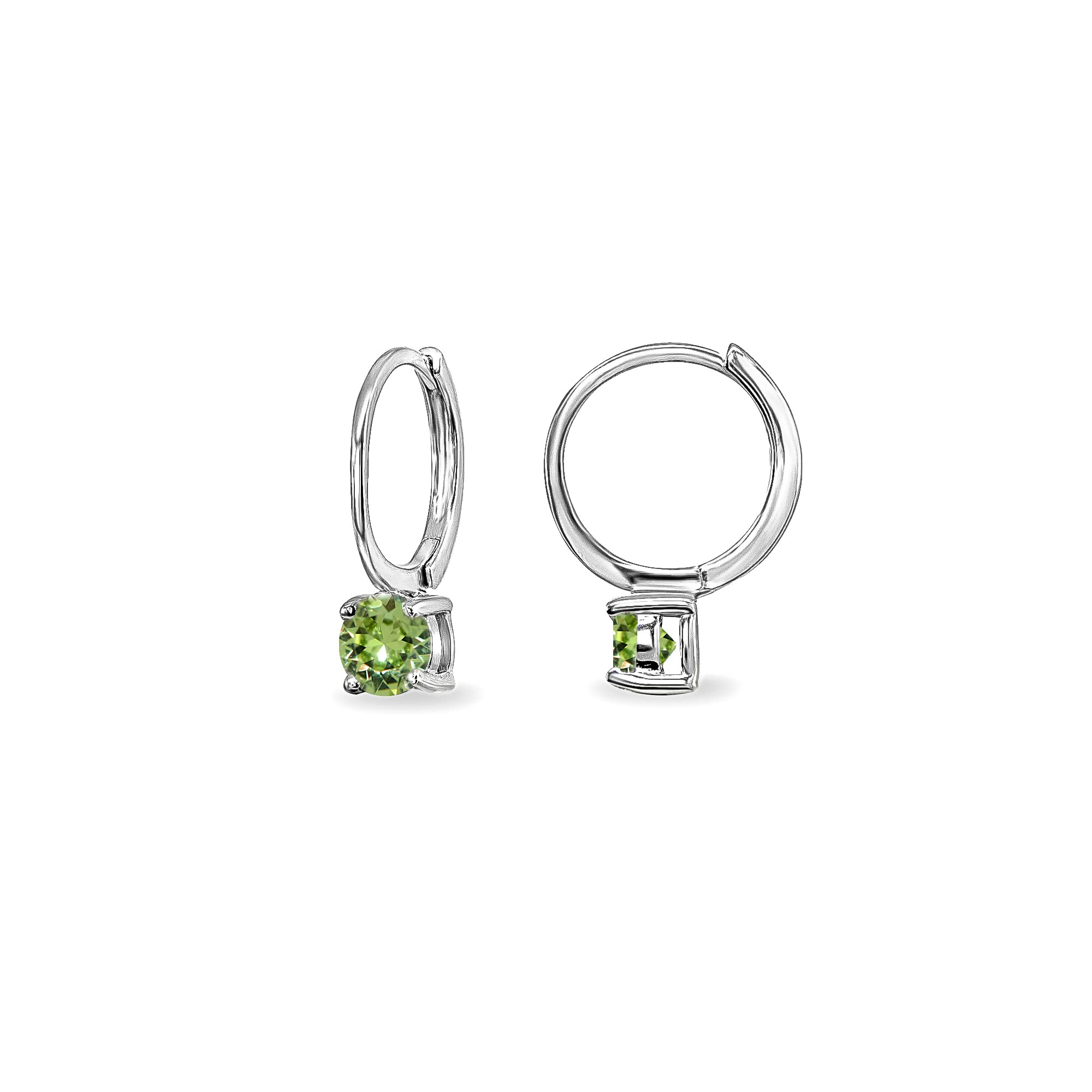 Sterling Silver 5mm European Crystal Solitaire Small Round Huggie Hoop Earrings for Women - Elegant Everyday Jewelry for Work, Date Night & Special Occasions