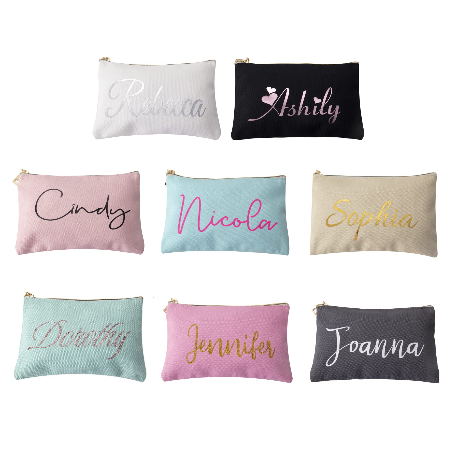 Personalized Travel Makeup Bag for Women | Custom Canvas Cosmetic Zipper Pouch | Bridesmaid Proposal Gift & Bride Toiletry Organizer | Yellow | Perfect for Weddings, Bachelorette Parties & Travel Essentials