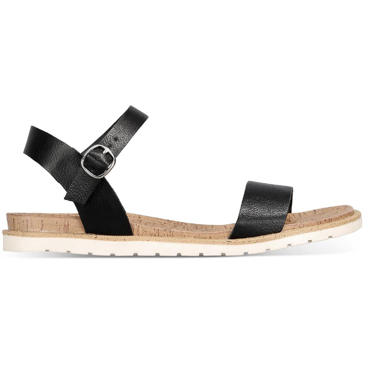 Women's Mattie Faux Leather Open Toe Flats - Comfortable Slip-On Shoes for Casual Wear, Office & Summer Outfits