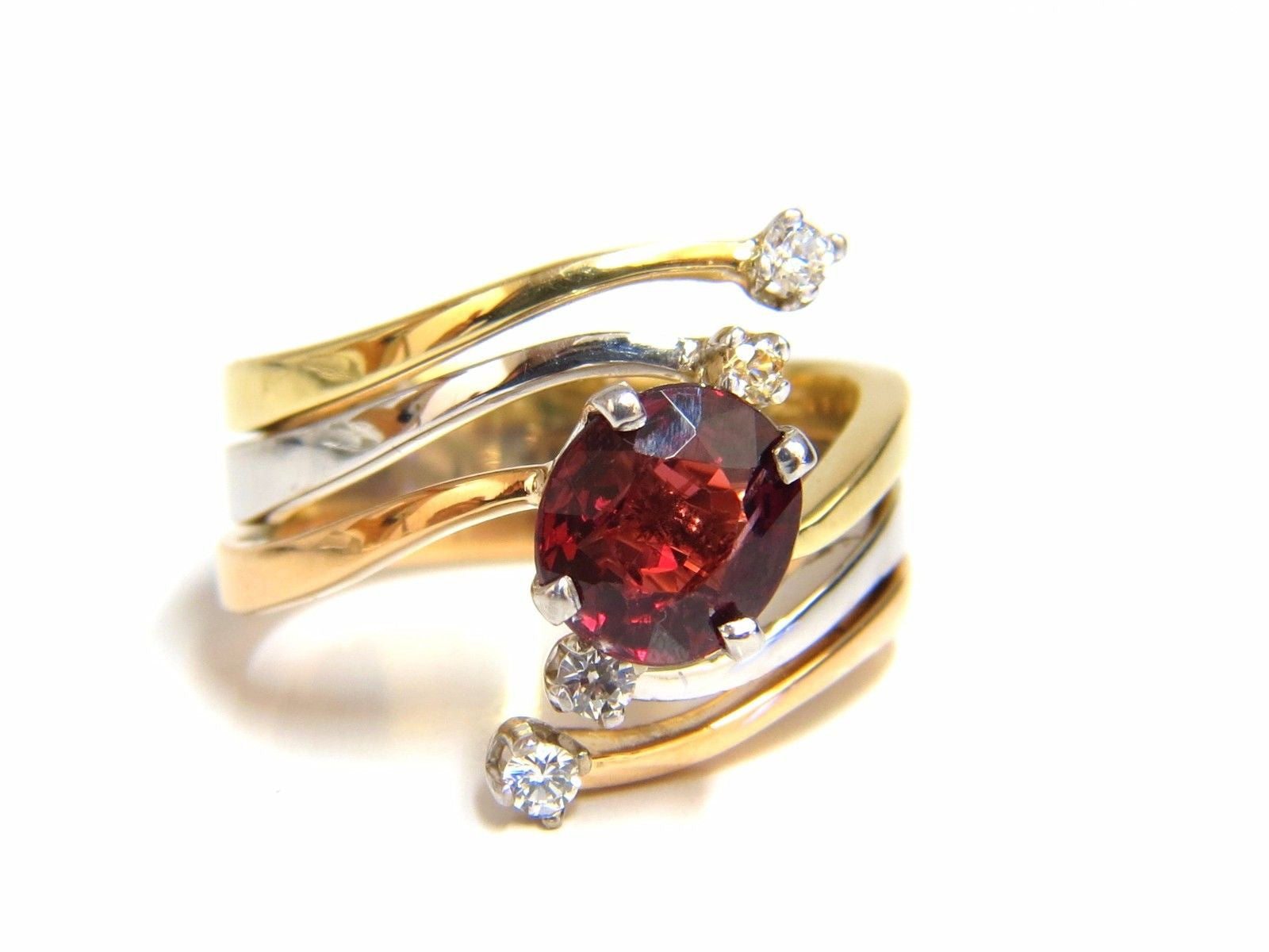 2.00ct Natural Blood Red Orange Spinel Diamond Bypass Ring in 14kt White Gold - Elegant Engagement, Wedding, or Anniversary Gift for Women