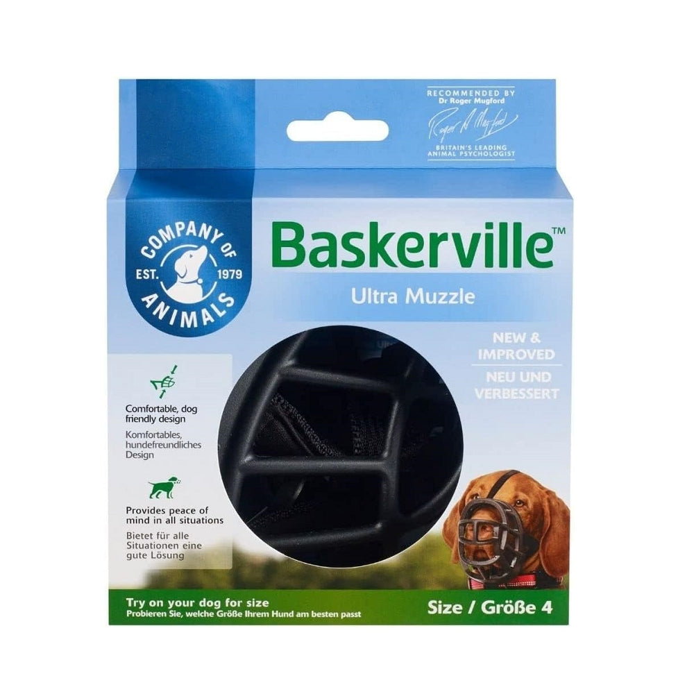 Baskerville Ultra Muzzle - Secure & Comfortable Dog Muzzle for Medium to Large Breeds - Perfect for Training, Grooming, and Vet Visits