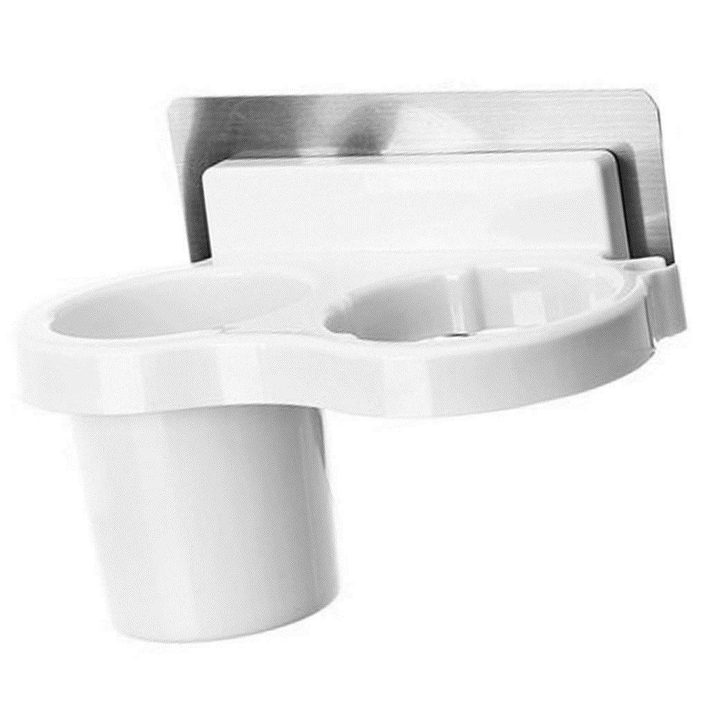 White Wall-Mounted Bathroom Shelf with Hanging Rack - 16.5x15cm Soap, Towel & Hair Dryer Organizer for Sink Counter Space Saving Storage | Perfect for Small Bathrooms, Apartments & Vanities