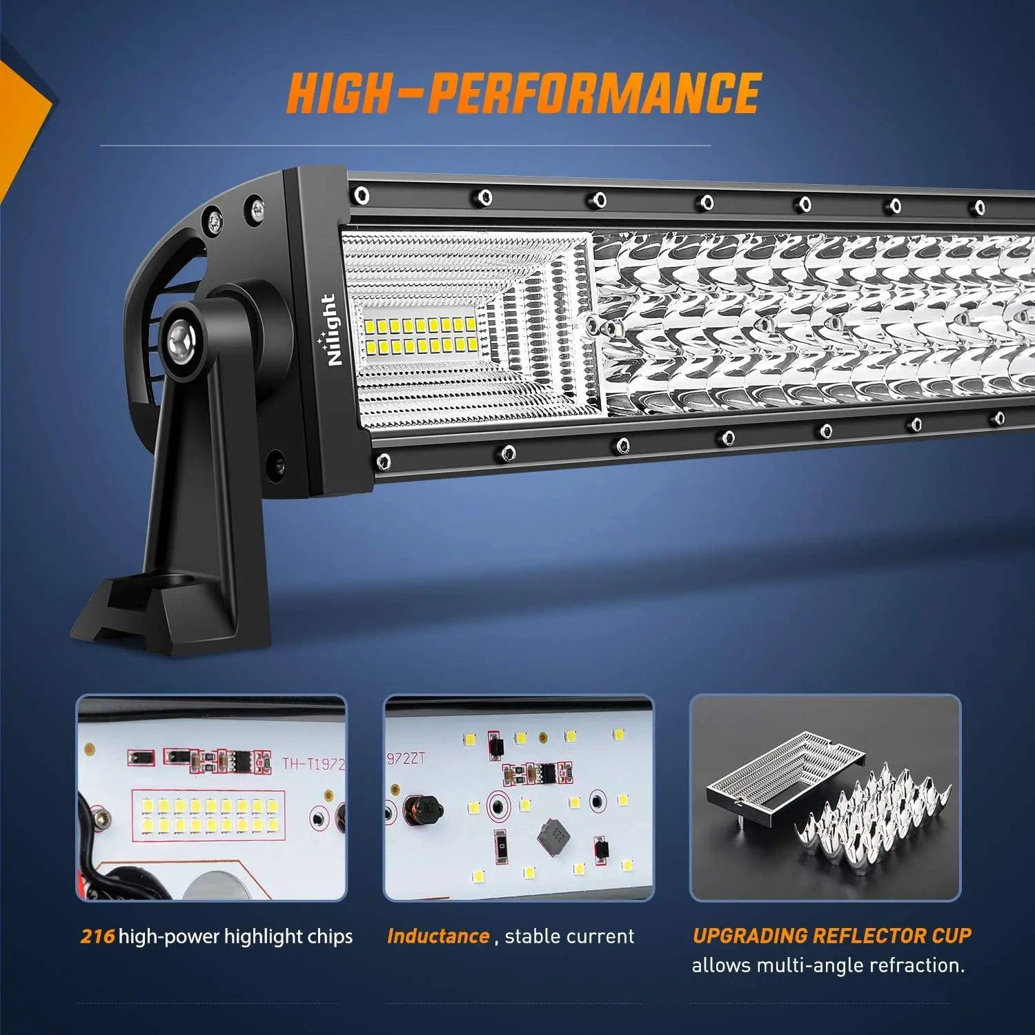 52 Inch 783W 49500LM Triple Row LED Light Bar - Spot Flood Combo for Off-Road Trucks, ATVs, UTVs & Boats - Waterproof Dustproof High Power Lighting for Night Driving, Camping & Outdoor Adventures
