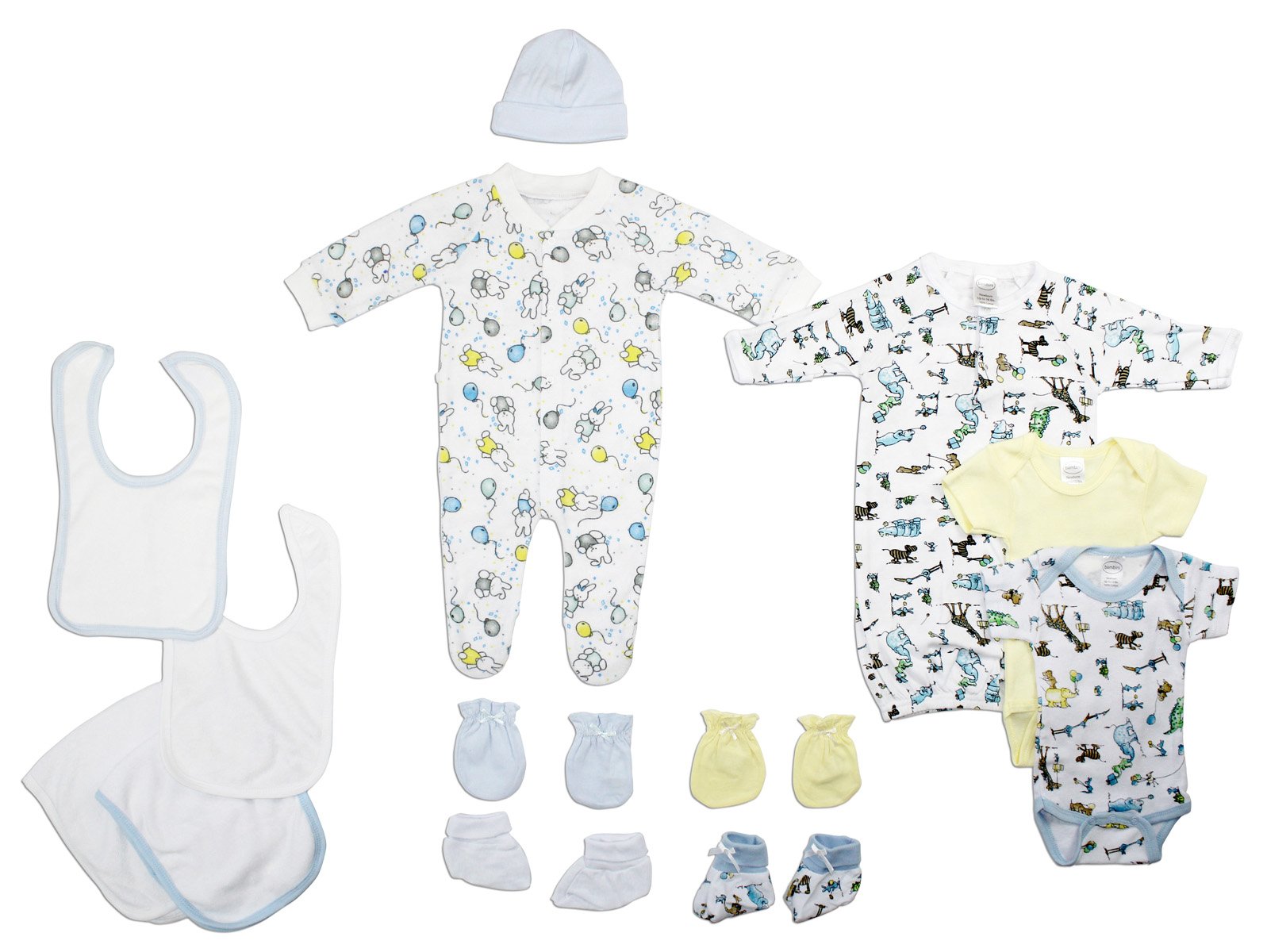 Bambini Neutral Newborn Baby 11-Piece Layette Set - Soft Cotton Essentials for Hospital, Home & Photo Shoots