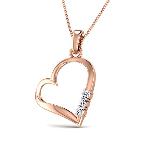 14K/18K Yellow/Rose/White Gold IGI Certified 0.1 Carat (IJ Color, I1-I2 Clarity) Diamond Heart Pendant Necklace for Women - Elegant Gift for Valentine's Day, Anniversary & Birthday | Dishis Designer Jewelry