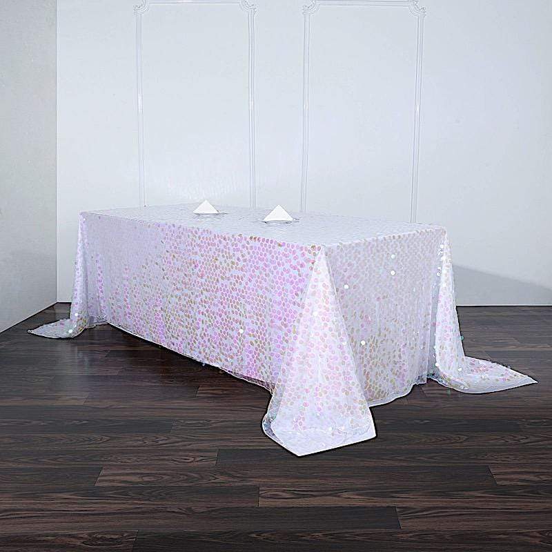 90x132 Inch Large Payette Sequin Rectangular Tablecloth - Glamorous Dining Table Cover for Weddings, Parties & Holiday Decorations