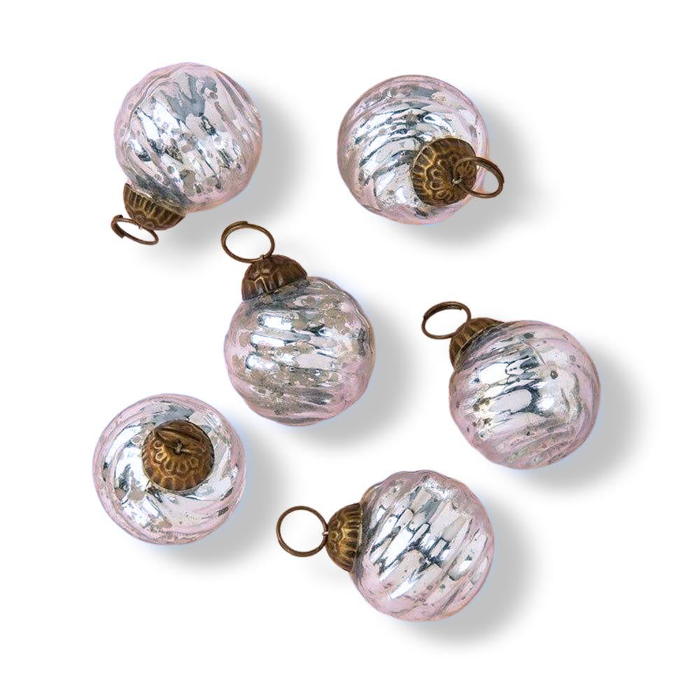 6 Pack Mini Mercury Glass Ball Ornaments - 1.5 Inch Silver Swirl Design Vintage Christmas Decorations | Perfect for Holiday Tree Decor, Home Decor, Party Favors & Special Occasion Gifts