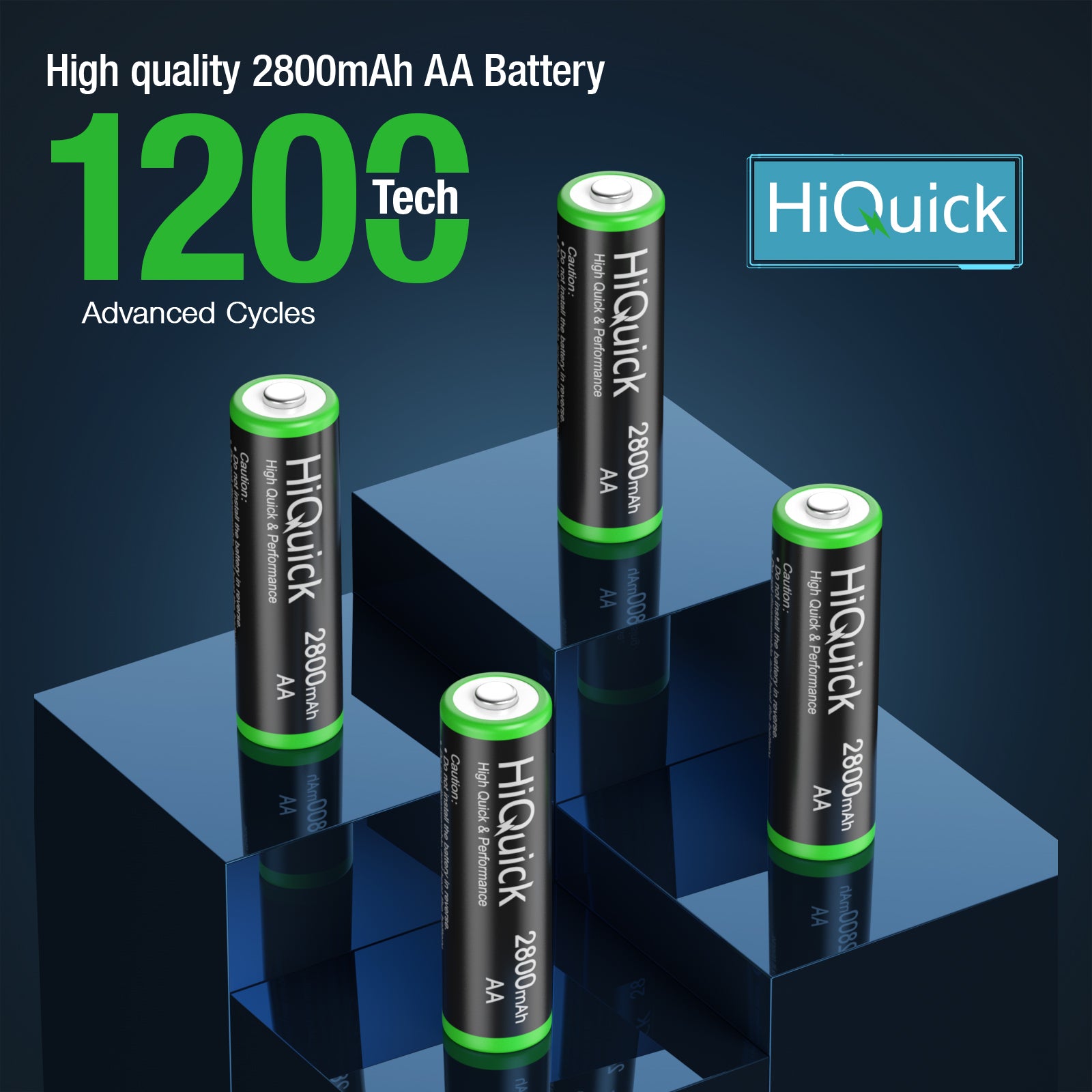HiQuick 2800mAh AA Rechargeable Batteries - 8 Pack High Capacity NiMH Batteries for Digital Cameras, Flashlights, Toys & More - Long Lasting Power for Everyday Devices