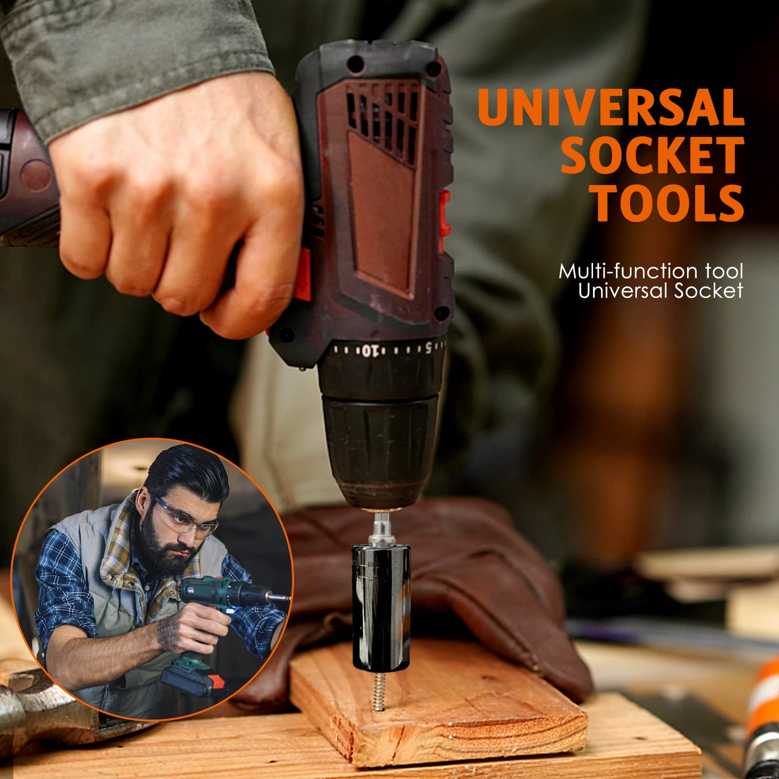 Universal Socket Wrench Set - 7-19mm Multi-Function Super Socket Tool Kit for Men & Women - Perfect Gift for Dad, Husband, Boyfriend - DIY, Auto Repair, Home Improvement Projects (Black)