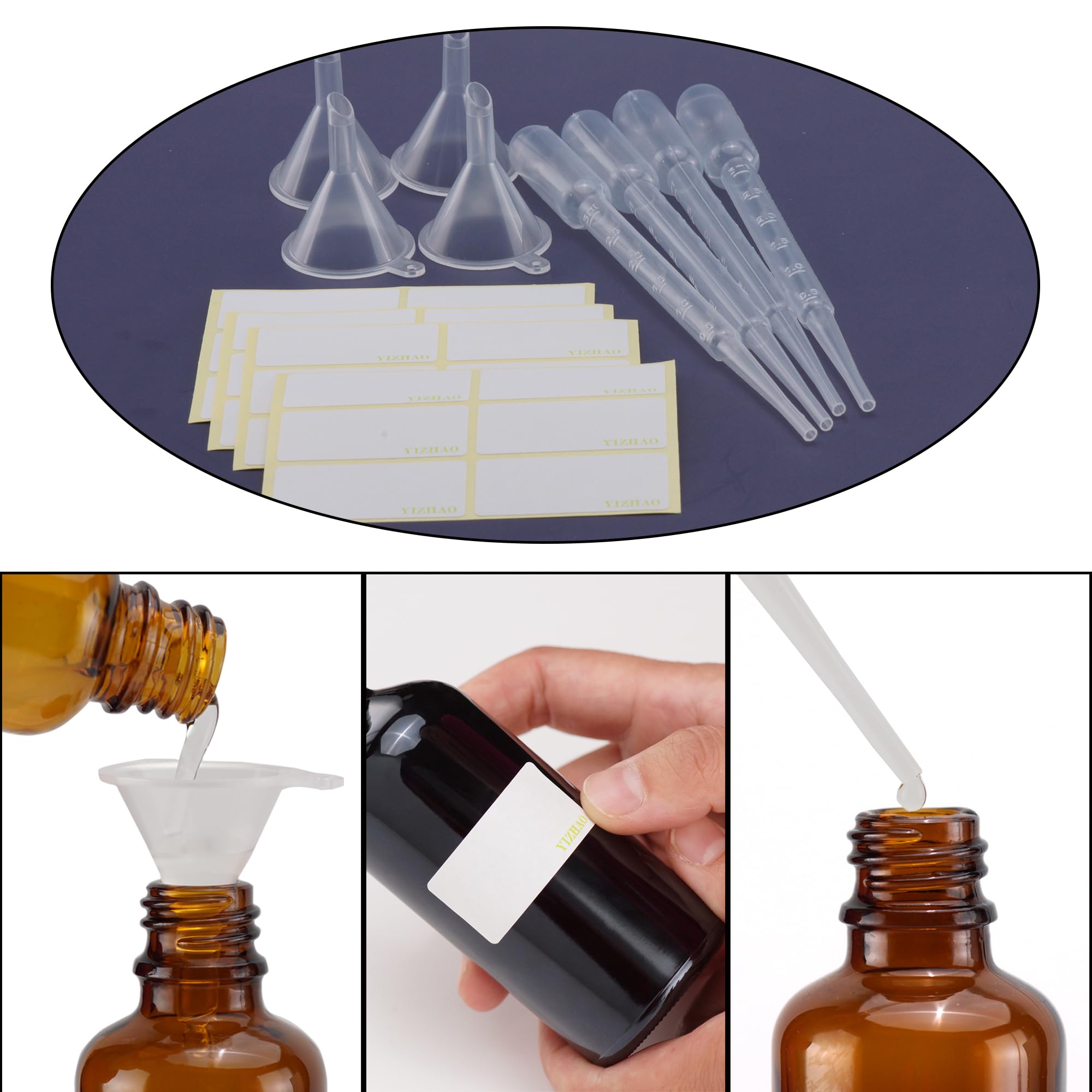 **YIZHAO 1oz Amber Glass Dropper Bottles (24 Pack) – Essential Oil Bottles with Glass Dropper for Aromatherapy, DIY Cosmetics, Tinctures & Liquids – Perfect for Travel, Lab & Pharmacy Use**