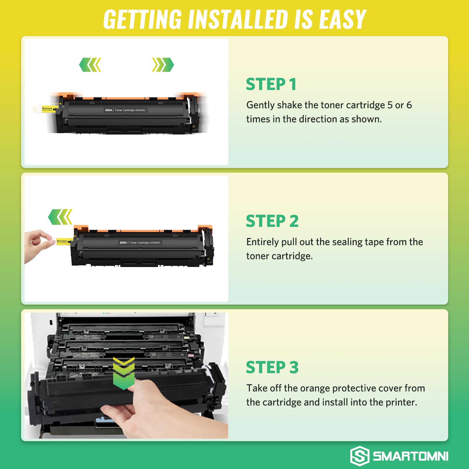 206A Toner Cartridges 4-Pack (with Chip) - Compatible with HP Color Pro MFP M283fdw/M283cdw, Pro M255dw/M255nw, MFP M282nw/M283/M282/M255 Printers | Replacement for W2110A/W2111A/W2112A/W2113A/206X/W2110X - High-Yield Printing for Office & Home Use