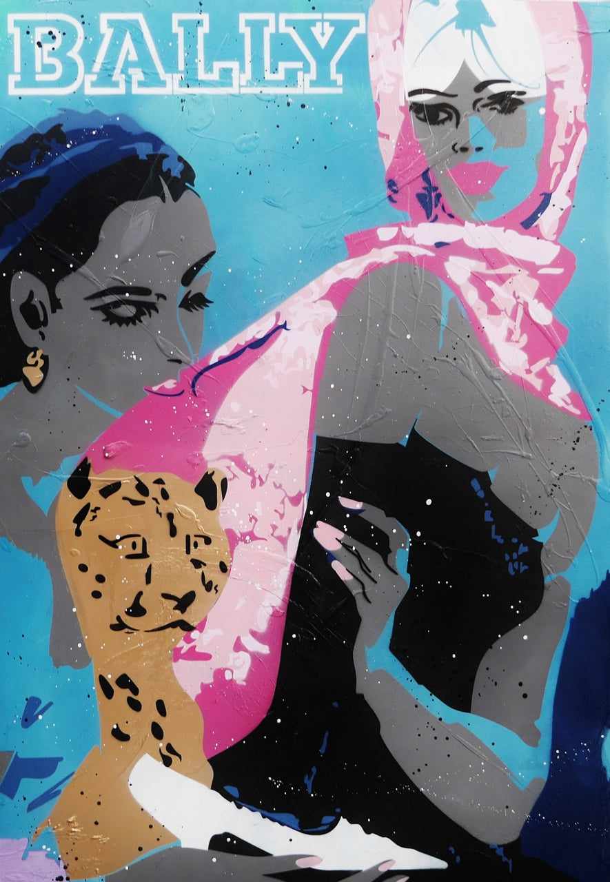 Bally Cheetah 140cm x 100cm Villemot Textured Urban Pop Art Canvas Painting - Perfect for Modern Living Room, Office & Gallery Wall Decor