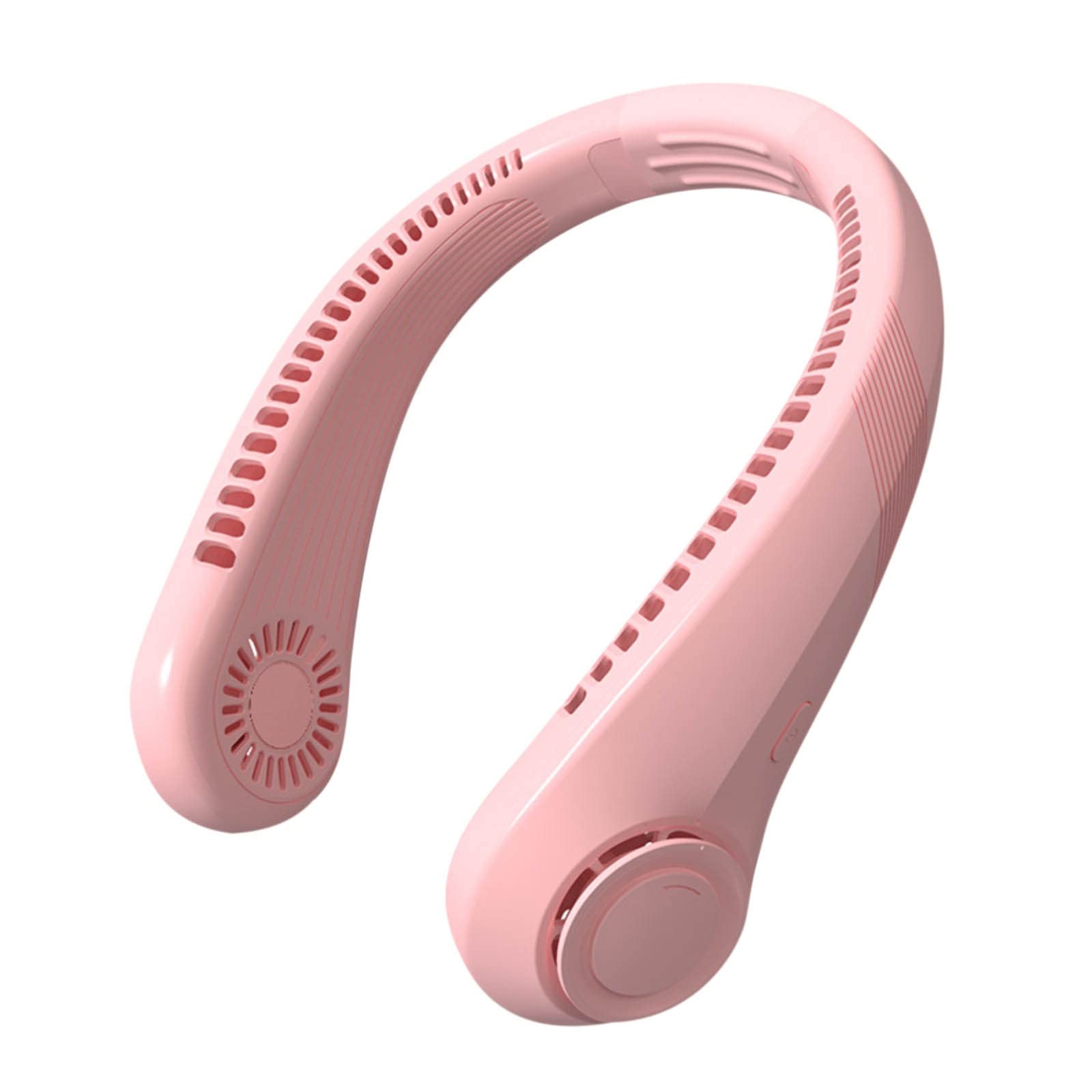 Portable Wearable Neck Fan - 3 Speed Bladeless Personal Cooling Fan, USB Rechargeable, Ultra Quiet, Hands-Free for Outdoor Sports, Camping, Hiking, Travel, Office & Home Use (Pink)