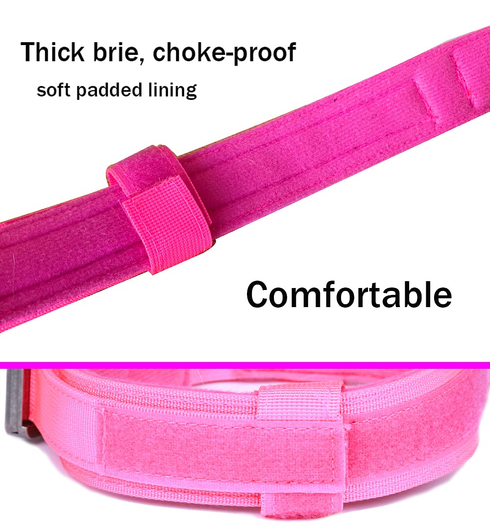 Tactical Dog Collar - Heavy Duty Military Nylon Dog Collar with Adjustable Metal Buckle & Handle for Training - Pink XXL - Perfect for Outdoor Adventures, Hiking & Police K9 Training