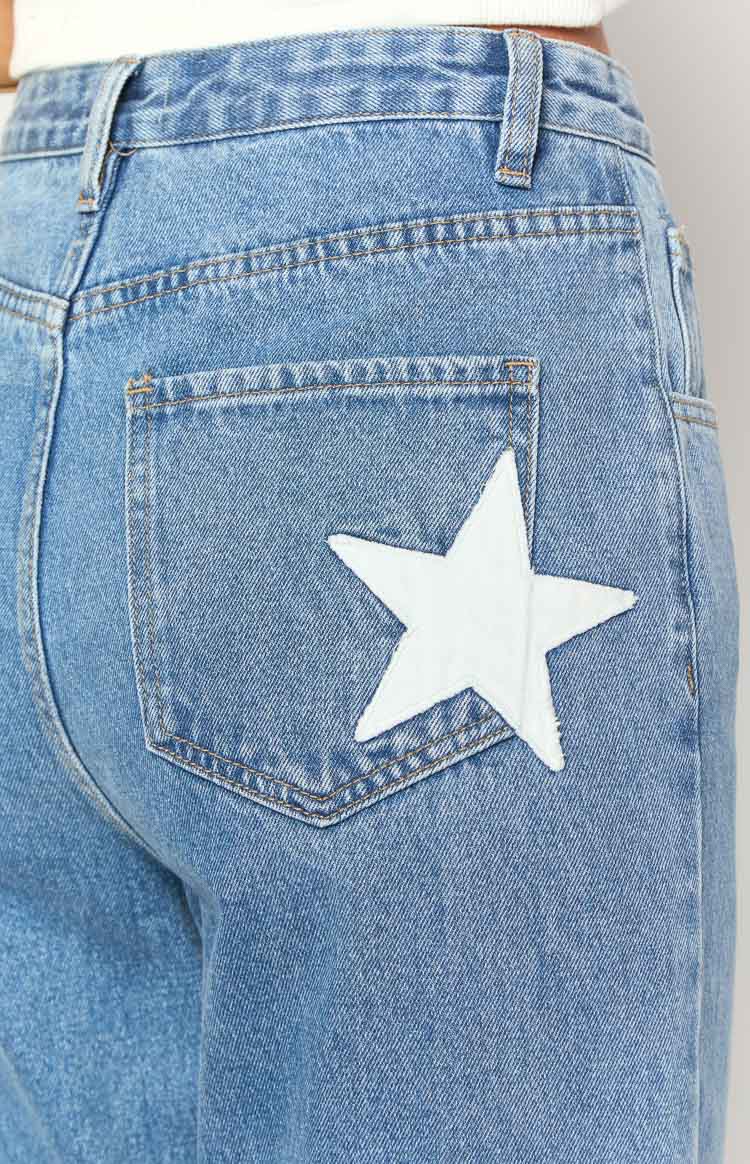 Dandy Mid Wash Denim Flare Jeans for Women - High Waisted Vintage 70s Style Stretch Jeans - Perfect for Casual Outfits, Date Nights & Music Festivals