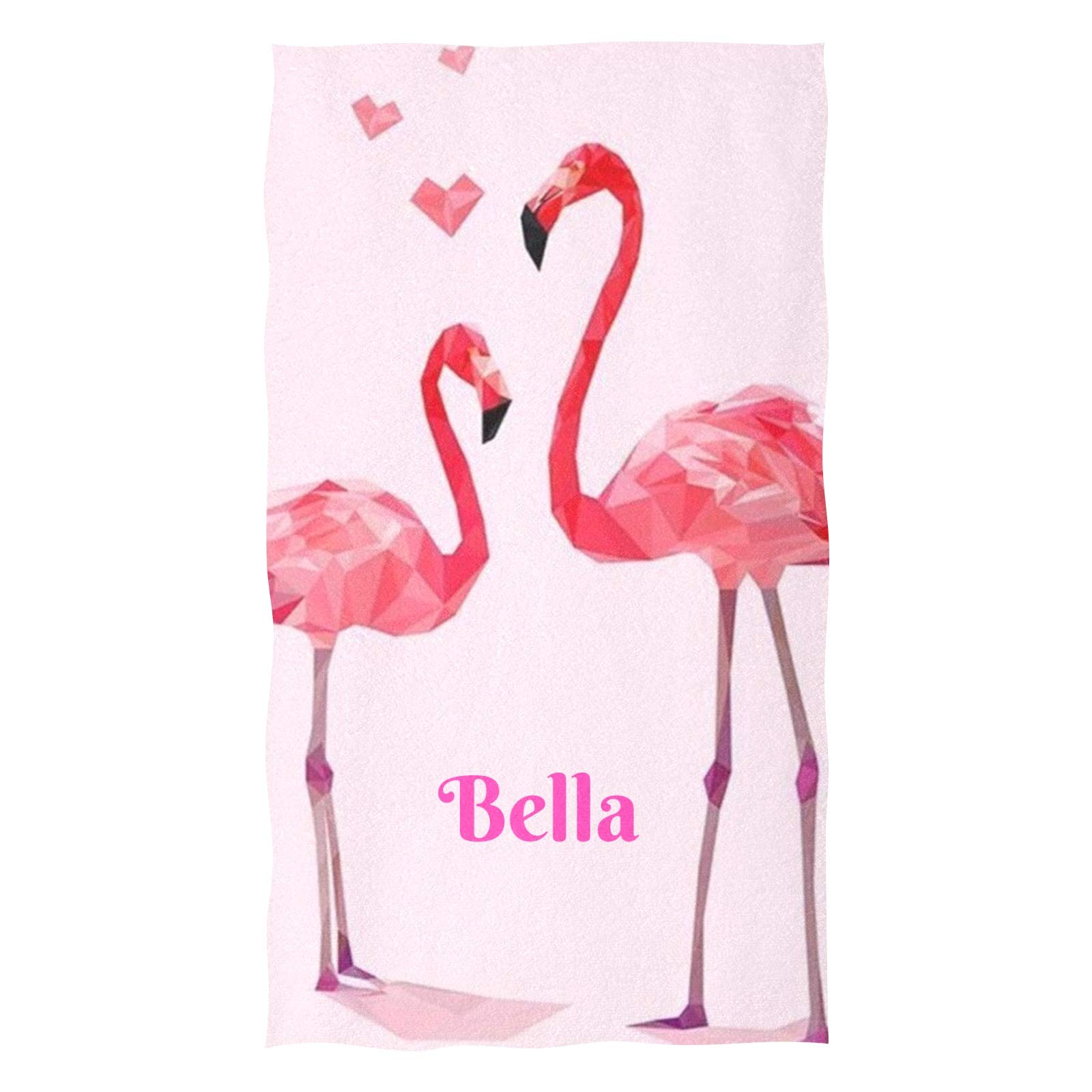 Custom Personalized Hand Towels with Name - Flamingo Pink Heart Soft Microfiber Bath Towel (16x28 inches) for Bathroom, Kitchen, Hotel, Gym & Spa | Monogrammed Gift for Weddings, Housewarming & Guest Towels