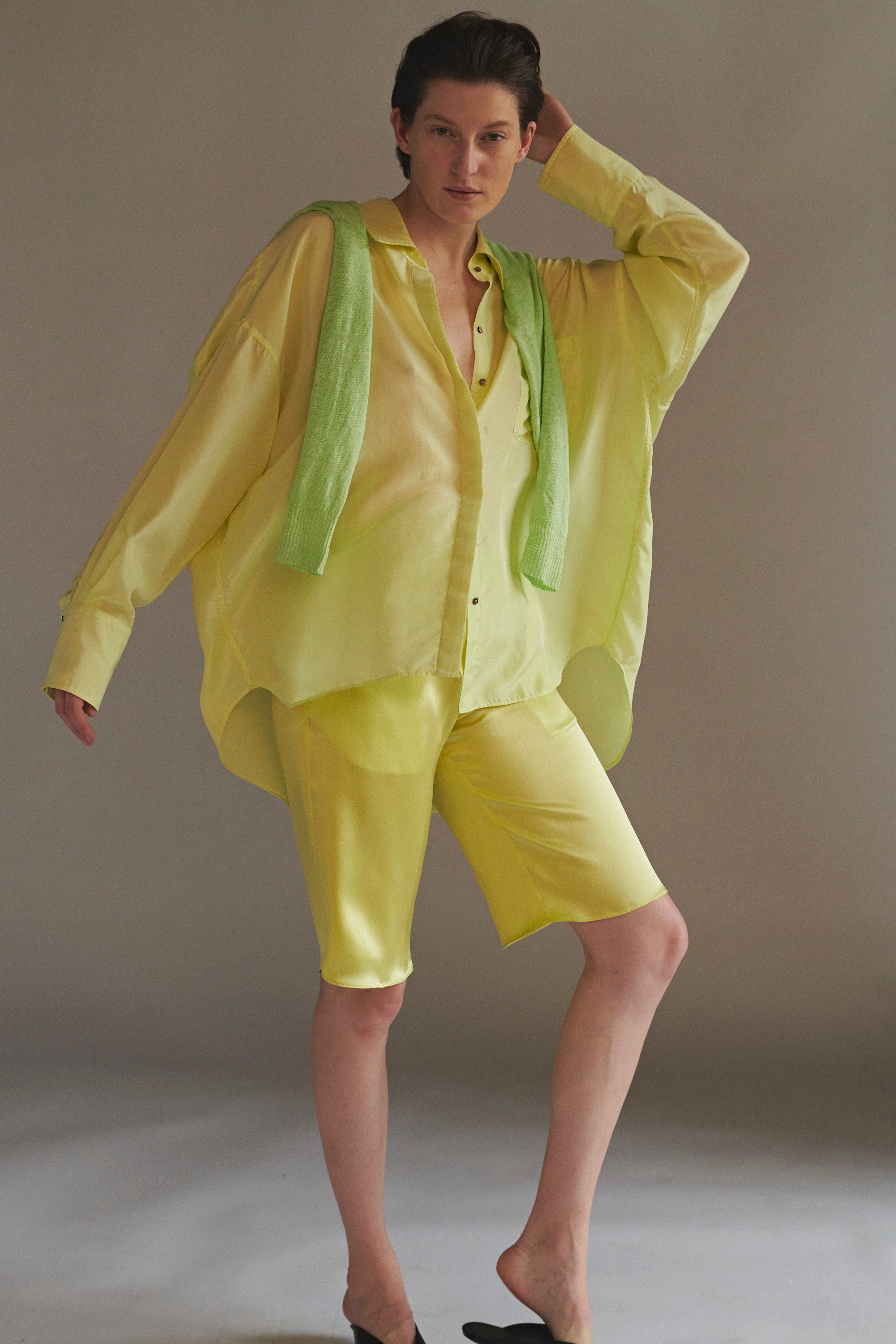 KES Oversized Habotai Button Down Shirt for Women - Natural Linen Flowy Tunic Top - Perfect for Casual Wear, Office Outfits & Boho Chic Style