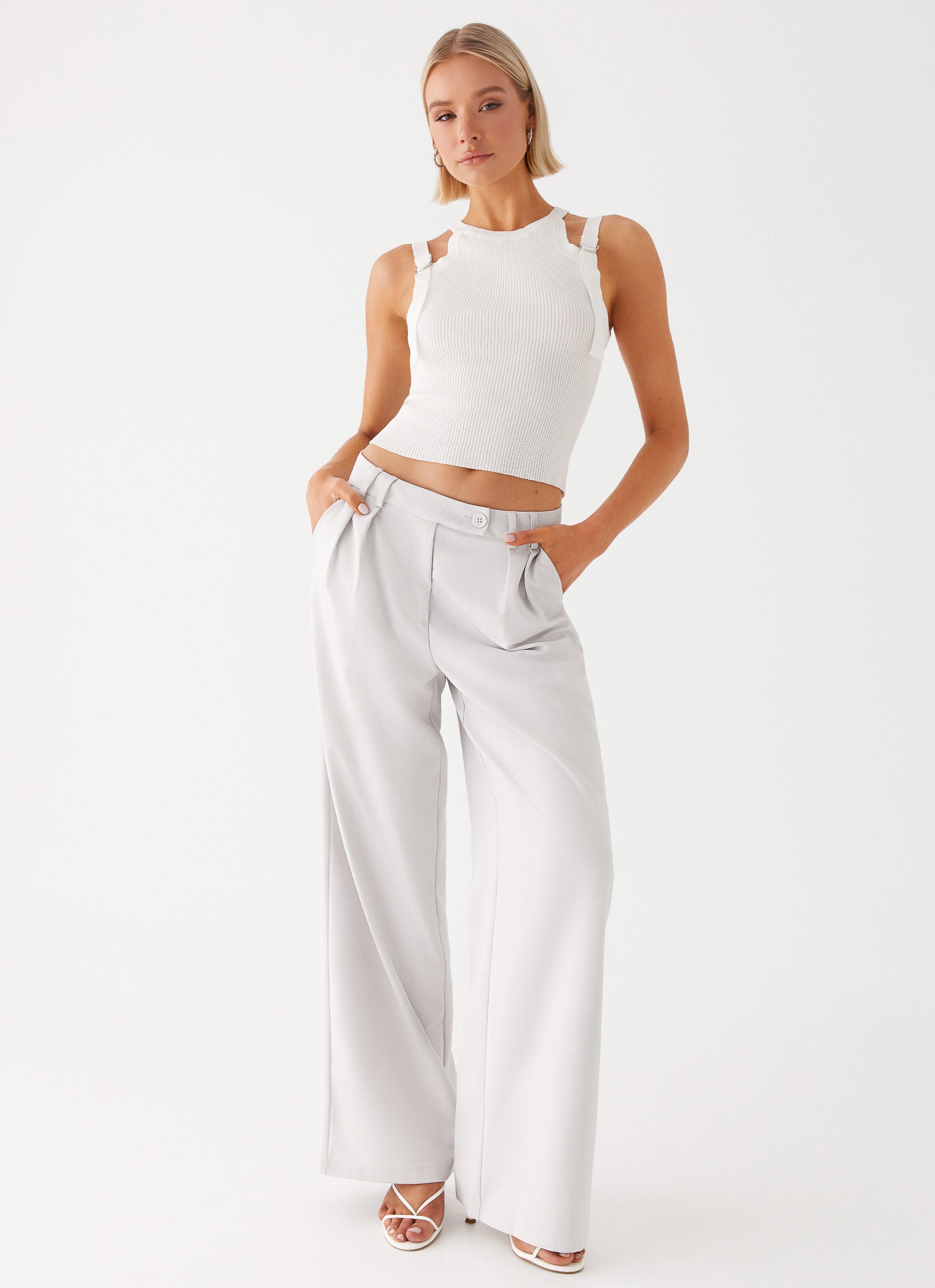 Asha Low Rise Pants for Women - Ivory Cotton Stretch Casual Trousers | Comfortable Everyday Wear for Work, Travel & Lounge