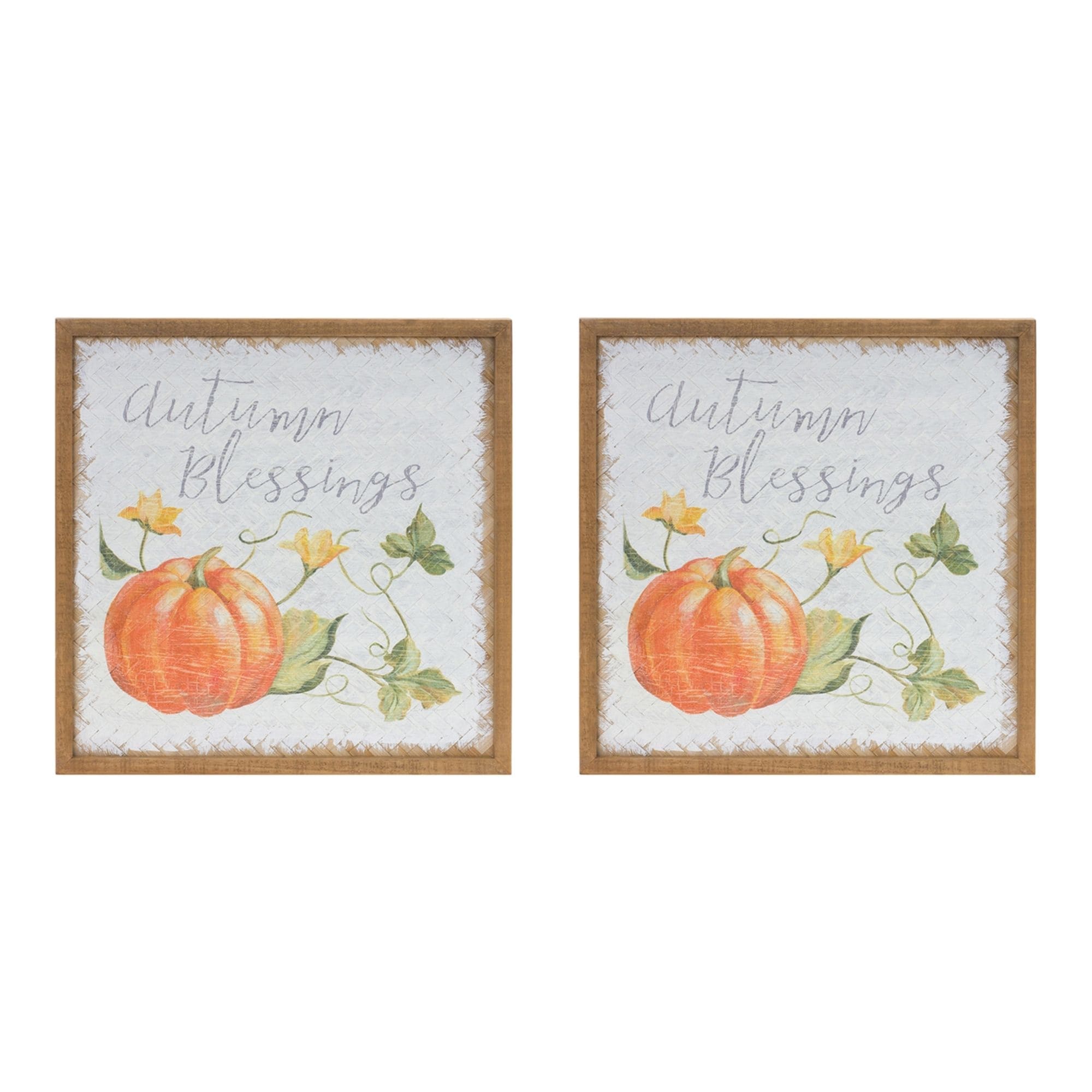 Autumn Blessing Pumpkin Wall Decor - Set of 2 Farmhouse Signs (15.75 Inch, Multi-Color) - Perfect for Fall Home Decor, Thanksgiving & Halloween Party Decoration