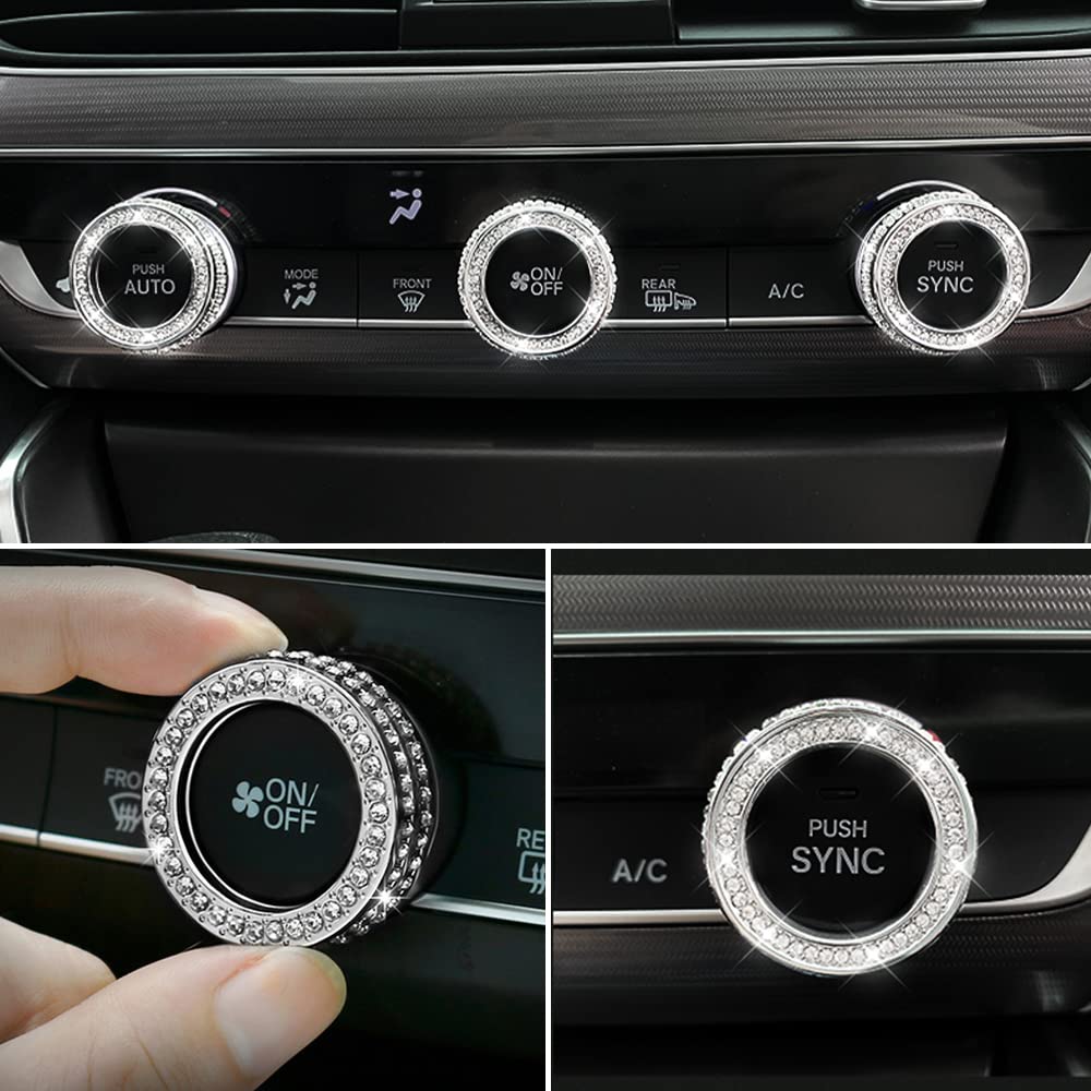 PIFOOG Crystal AC Knob Covers for Honda Accord 2018-2020 (10th Gen) - 3PCS Interior Trim Accessories - Perfect for Sedan, Sport, EX, EX-L & LX Models - Upgrade Your Car's AC Controls with Stylish Protection