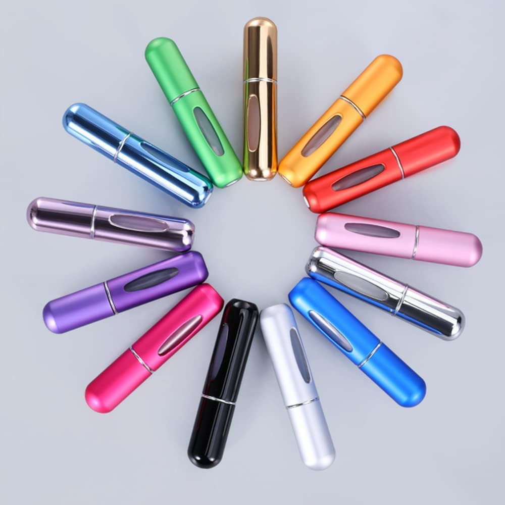QNEEK 5ml Portable Mini Perfume Atomizer Refillable Spray Bottle - Travel Essential Scent Pump Case for Women & Men (2 Pack, Multi Color) - Perfect for Gym, Office, and Vacation Trips