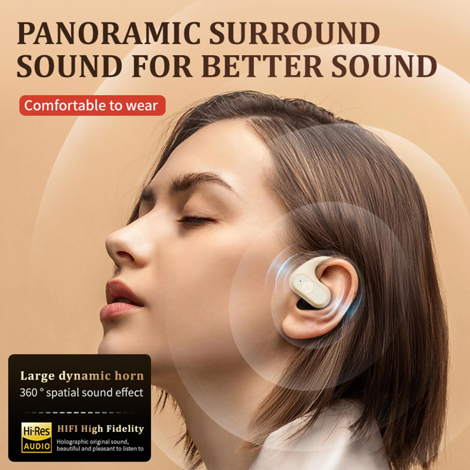 Ows Hanging Earphones 5.4 Bluetooth - Open Ear Wireless Earbuds with Bone Conduction, Over-The-Ear Design for Running, Cycling & Outdoor Sports - Hy-T26 Headphones