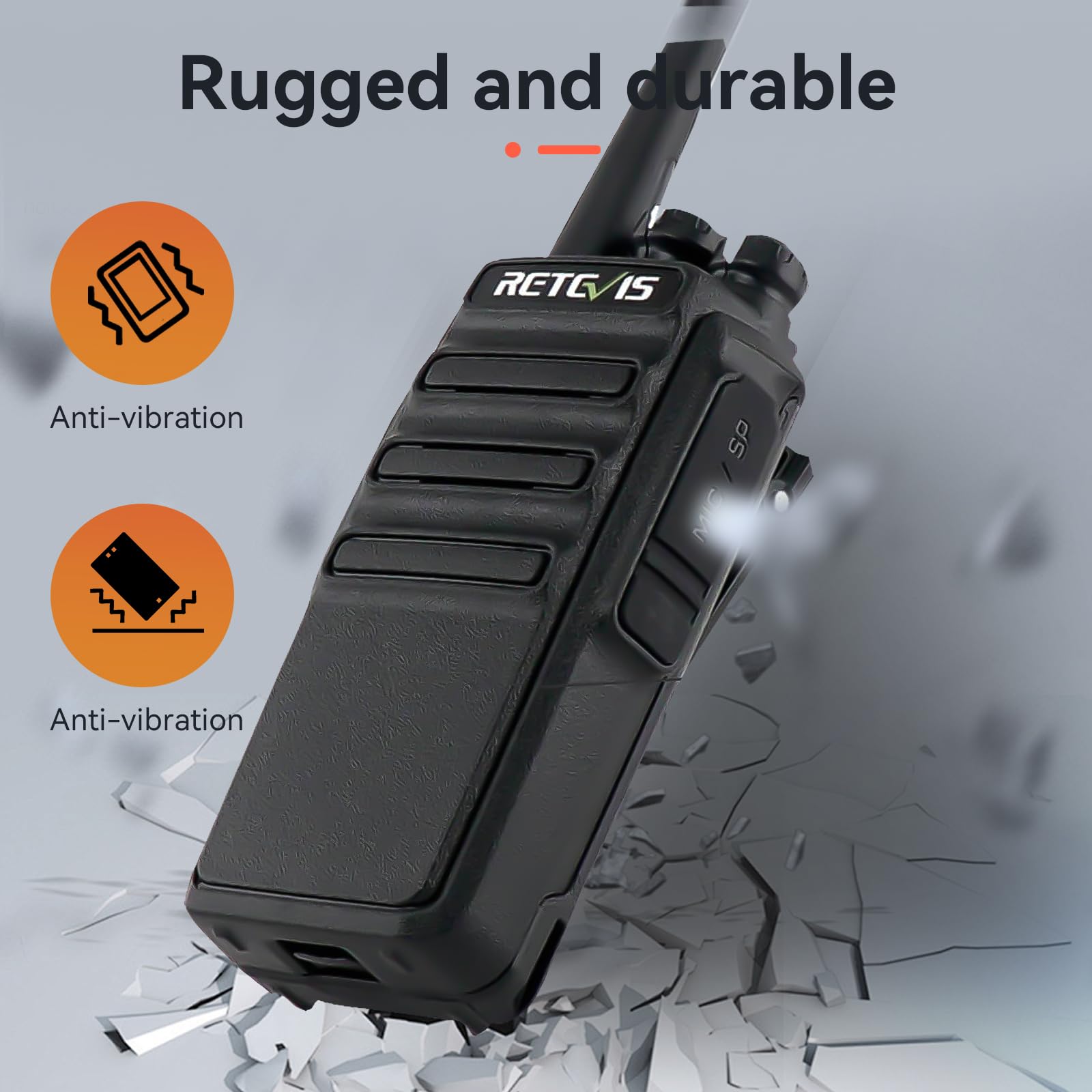 Retevis H-777S Long Range Walkie Talkies (6 Pack) - Heavy Duty FRS Two-Way Radios with Hands Free & Safe Call, Rugged Commercial 2 Way Radio with Gang Charger - Ideal for Warehouse, Construction Site, Church, School, Outdoor Activities & Emergency Communication