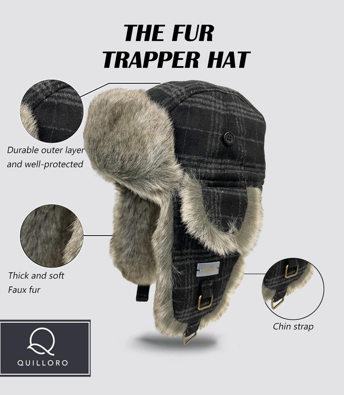 Men's & Women's Winter Trapper Hat - Wool Russian Ushanka Aviator Style for Skiing, Hunting & Cycling - Warm Cold-Proof Winter Hat for Outdoor Activities & Extreme Weather
