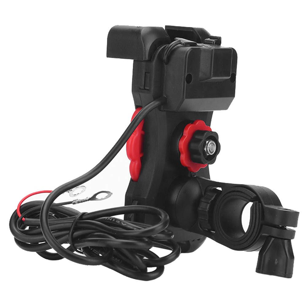 Motorcycle Phone Mount with Dual USB Ports - Universal Handlebar Phone Holder for iPhone & Android - Perfect for GPS Navigation & Hands-Free Riding