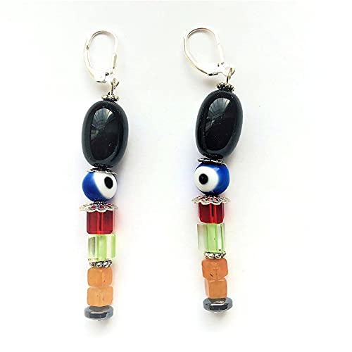 Sterling Silver Nutcracker Ballet Beaded Soldier Earrings - Red, Royal Blue, Orange & Black - Christmas Holiday Jewelry Gift for Disney Fans - Perfect for Parties, Cosplay & Festive Occasions