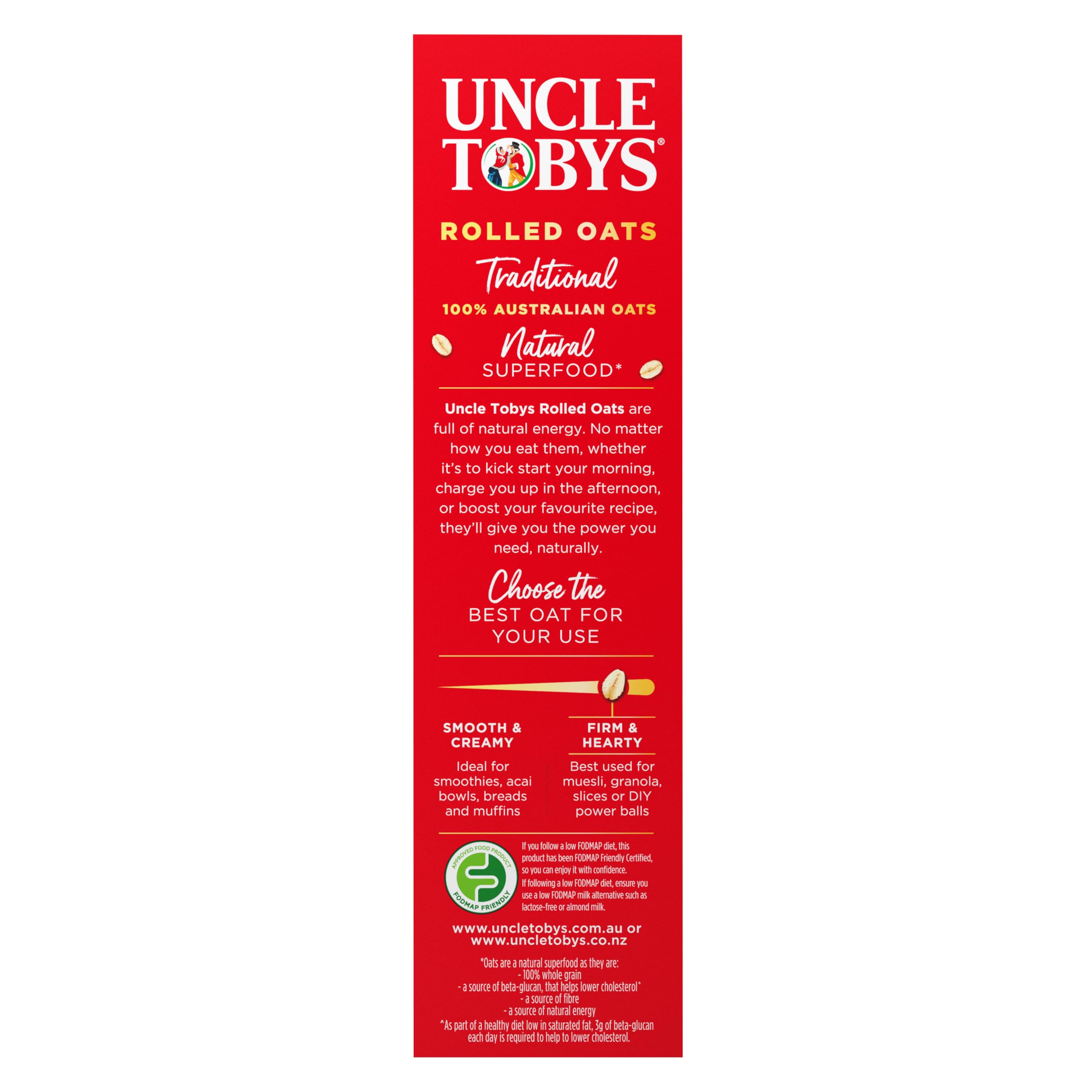 Uncle Tobys Traditional Rolled Oats 500g - Whole Grain Breakfast Cereal for Healthy Morning Meals & Baking