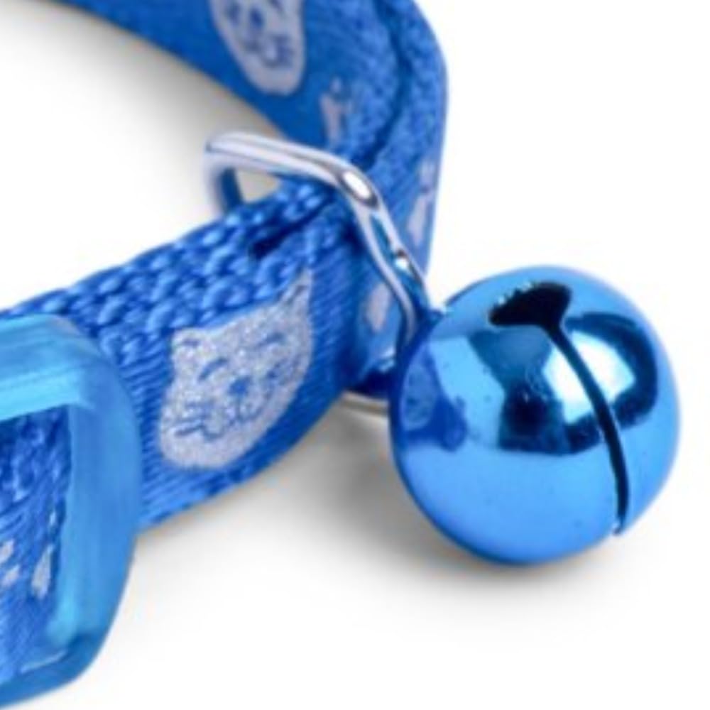 Blue Reflective Cat Collar with Safety Buckle - High Visibility Night Safety Collar for Outdoor Adventures & Evening Walks