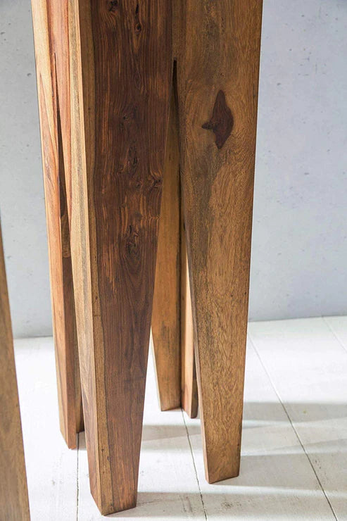 Gfine Solid Sheesham Wood Nesting Tables Set of 3 - Stackable Side Tables for Living Room, Bedroom, or Office Decor