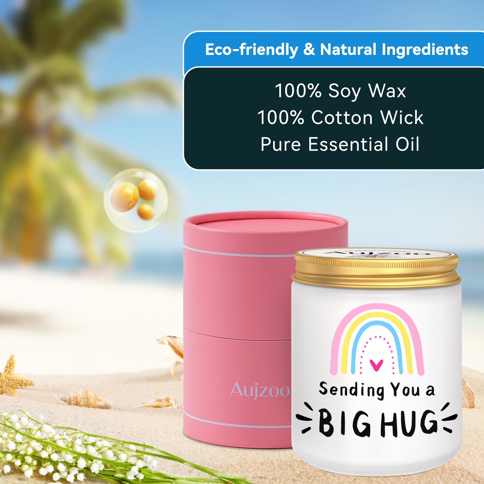 Aujzoo Ocean Scented Candle - Relaxing Aromatherapy Gifts for Women, Perfect for Christmas, Birthday, Thank You, Get Well Soon, Sympathy & Miss You Gifts - Ideal for Friends, Coworkers & Loved Ones - Creates a Calming Atmosphere for Home, Office & Spa Relaxation