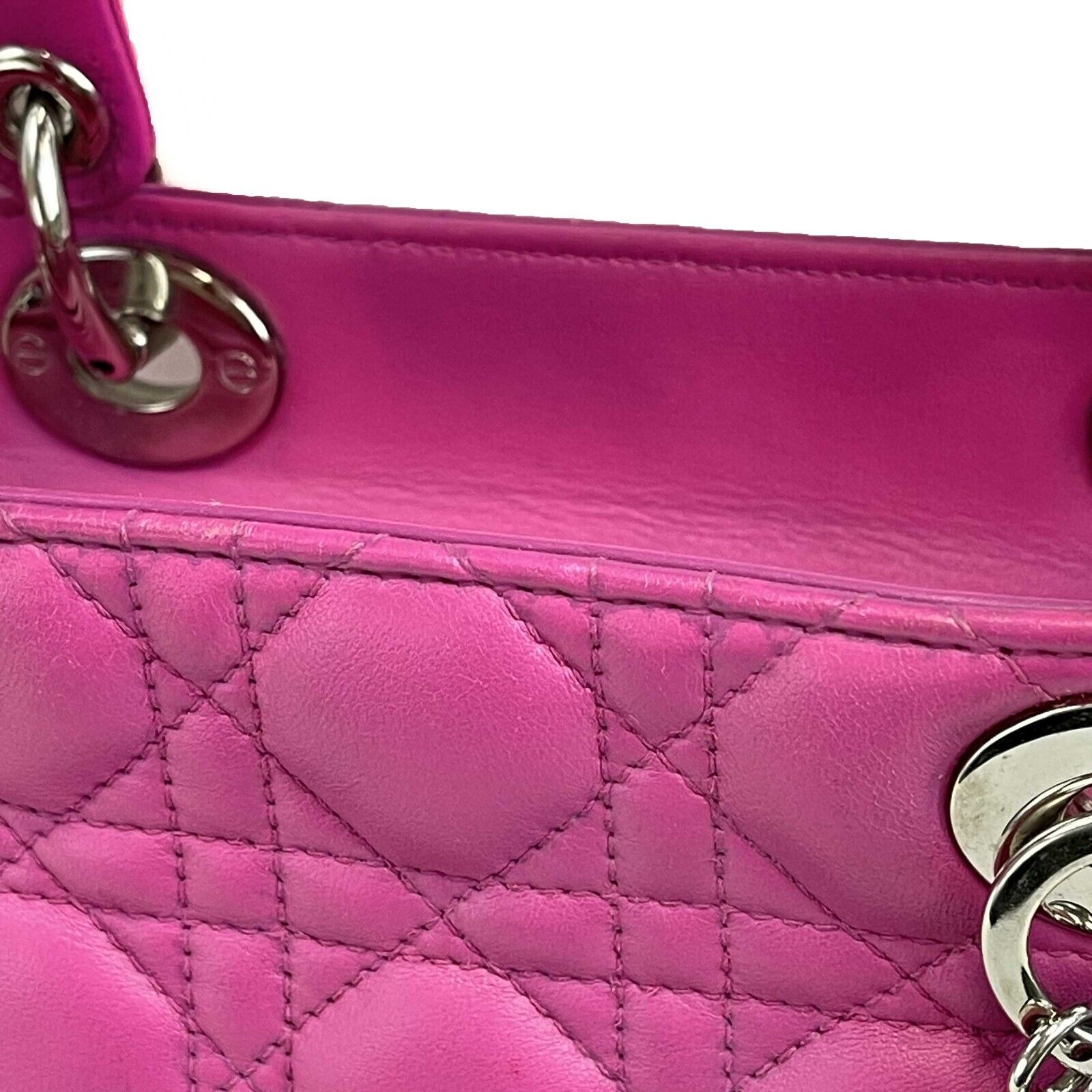 Christian Dior Lady Dior Cannage Medium Handbag in Rani Pink with Top Handle & Shoulder Strap - Perfect for Work, Evening Events & Luxury Fashion Accessories