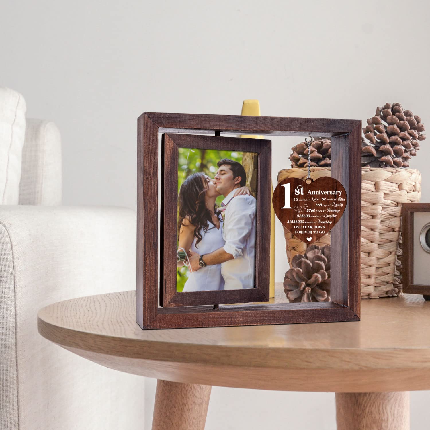 Vetbuosa 1st Anniversary Wedding Gift - 4x6 Rotating Picture Frame for Couples | Romantic Keepsake for Husband, Wife & Bridal Gifts | Perfect for Home Decor, Wedding Anniversaries & Special Occasions