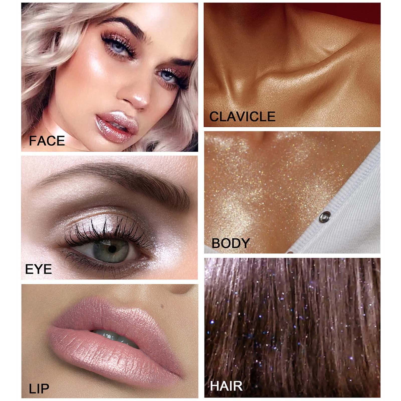 3 Pack Body Highlighter Powder Stick - Waterproof Long Lasting Shimmer Makeup for Face & Body, Pink Nude Glow, Perfect for Parties, Photos & Night Out