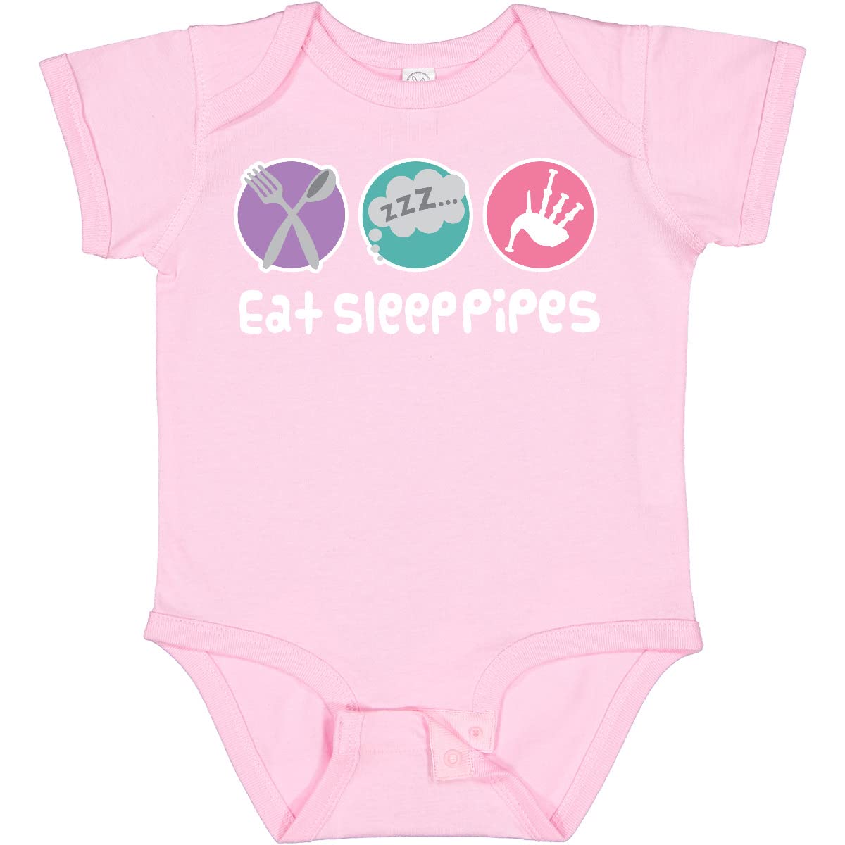 Inktastic Bagpiper Eat Sleep Pipes Music Baby Bodysuit - Cute Scottish-Themed Outfit for Newborns & Infants | Perfect for Family Photos, Holidays & Music Lovers