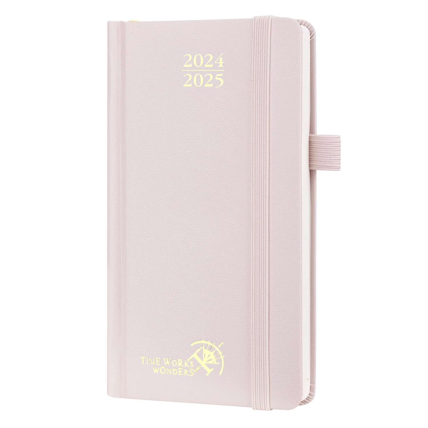 POPRUN 2024-2025 Pocket Planner - 16.5x9cm Small Weekly School Diary with Hard Cover | August 2024 to December 2025 | Hourly Time Slots, FSC-Certified 80gsm Paper | Light Pink | Perfect for Students, Teachers & Office Use