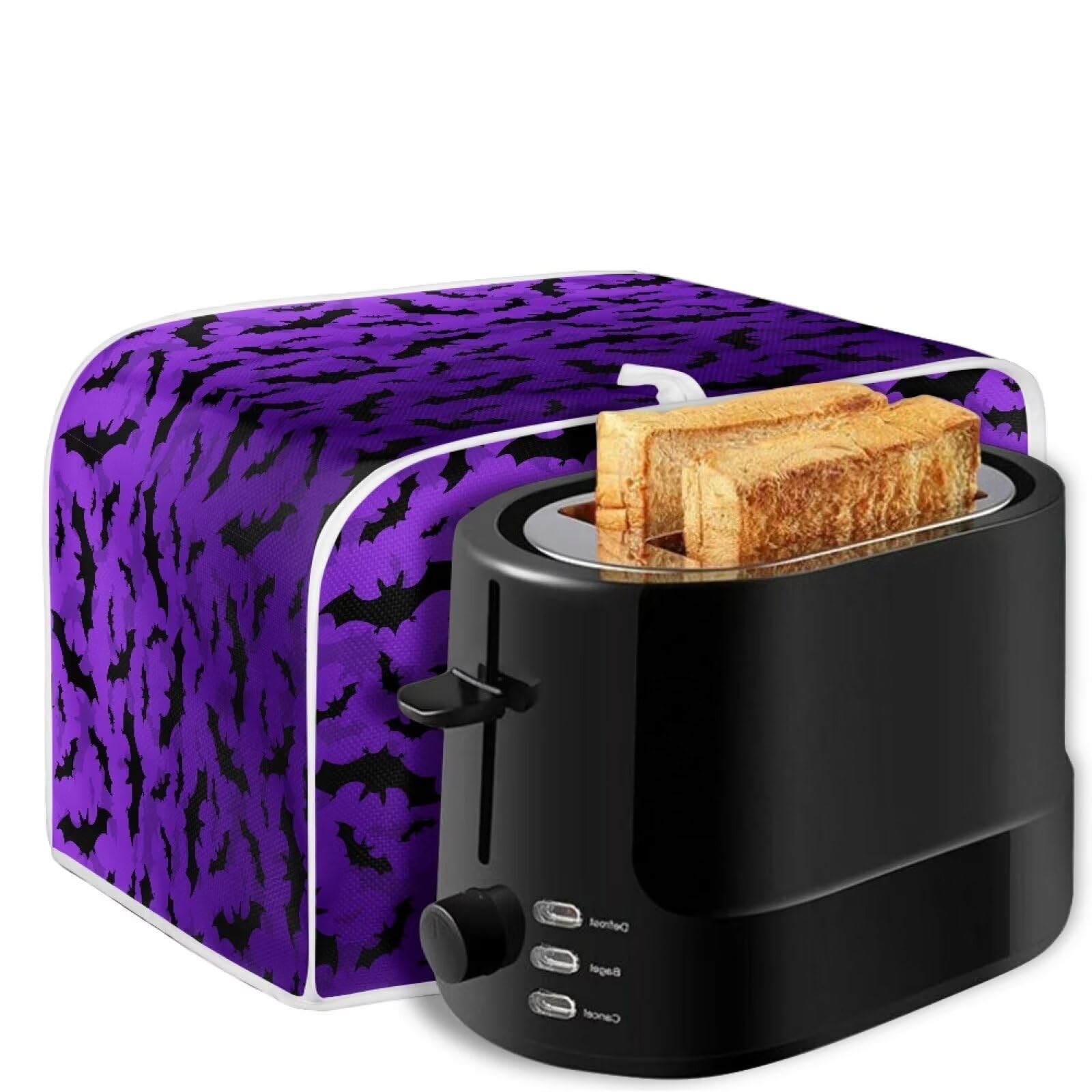 Bat Print 4-Slice Toaster Cover - Universal Fit for Most Standard Toasters, Quilted Oven & Bread Maker Dust Protector - Halloween Kitchen Decor & Small Appliance Cover (Perfect for Halloween Parties, Kitchen Protection & Home Decoration)