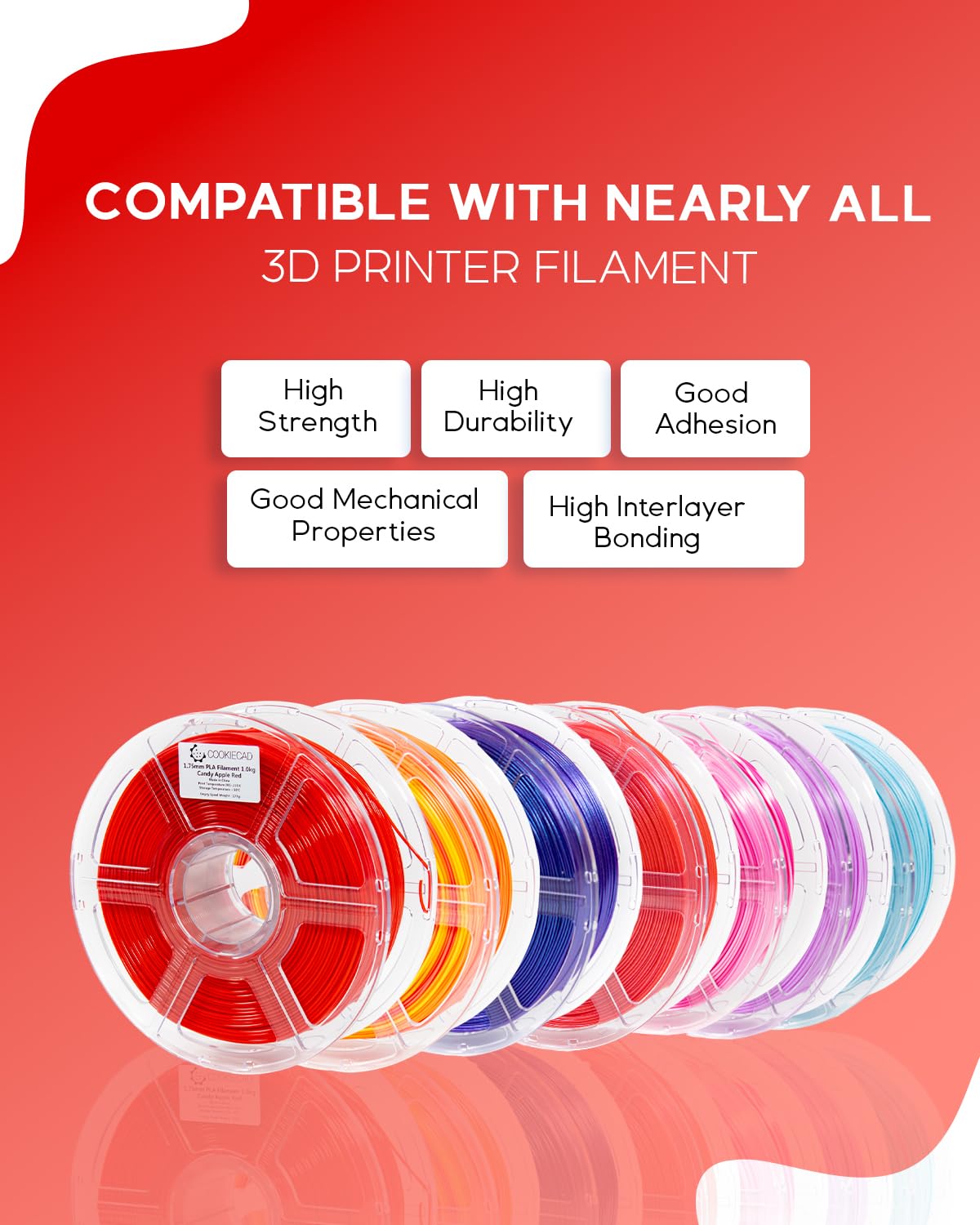 Premium 1.75mm PLA Filament 1kg - Candy Apple Red 3D Printer Filament for Smooth Printing | Ideal for DIY Projects, Cosplay Props & Home Decor Creations