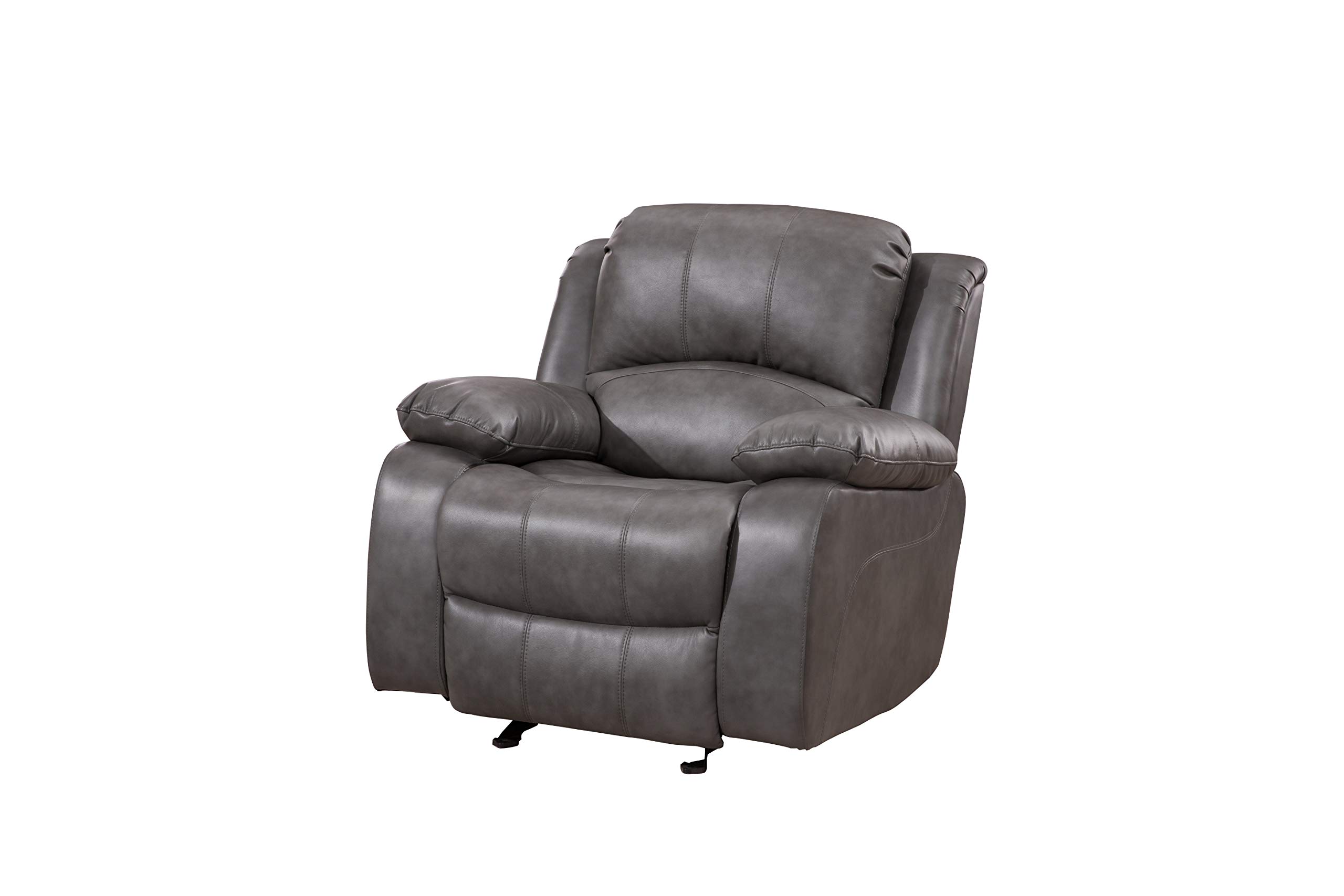 Betsy Furniture 3-Piece Bonded Leather Reclining Sofa Set with Loveseat and Glider Chair - 8018 Series in Gray | Modern Living Room Furniture for Home Theater & Family Relaxation