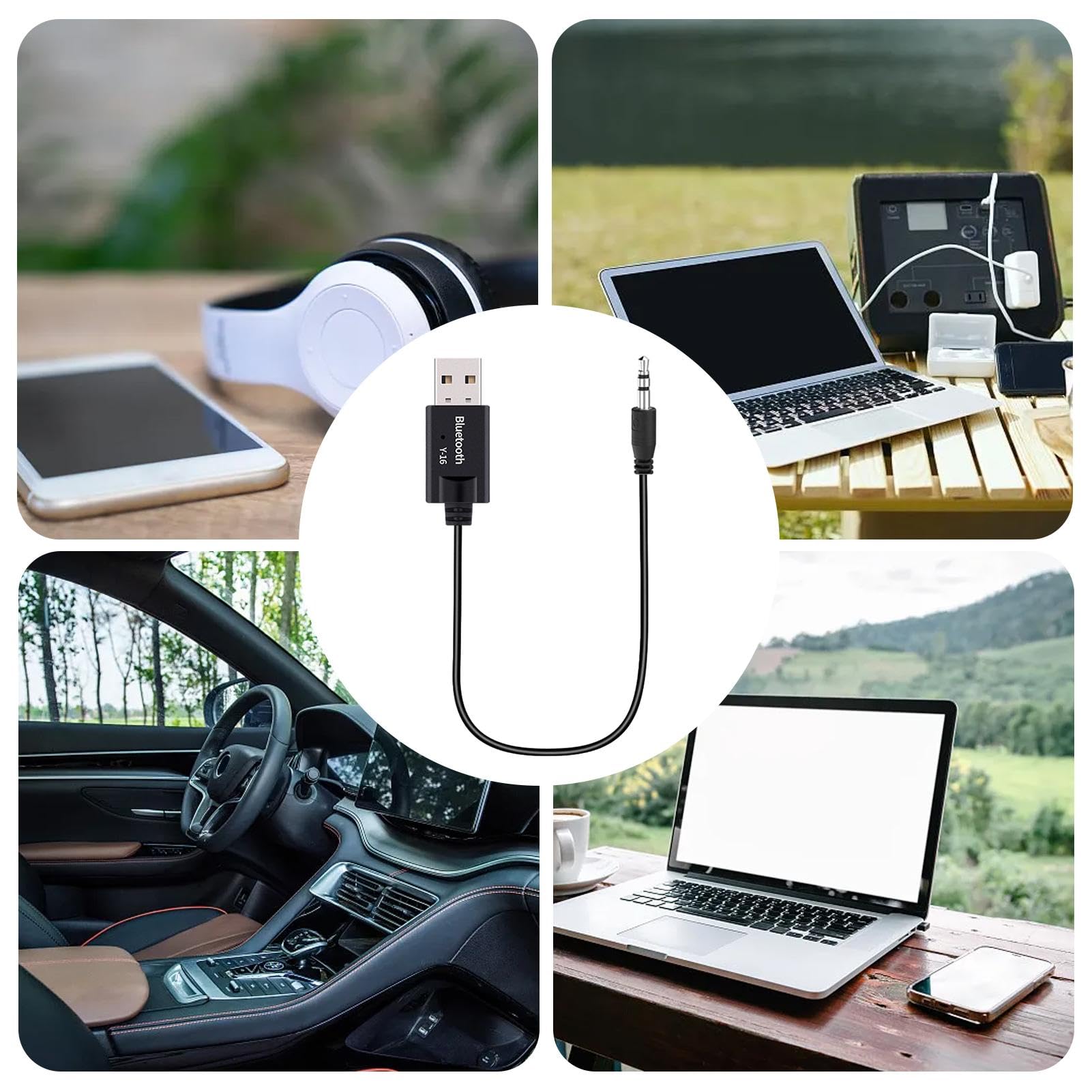 USB C to 3.5mm Audio Adapter with Bluetooth 4.2 Receiver - Hi-Fi Stereo Aux Cable for Car, Music Streaming & Phone Calls | Compatible with iPhone, Android, Laptop, PC & Headphones (Home, Office, Car Use)