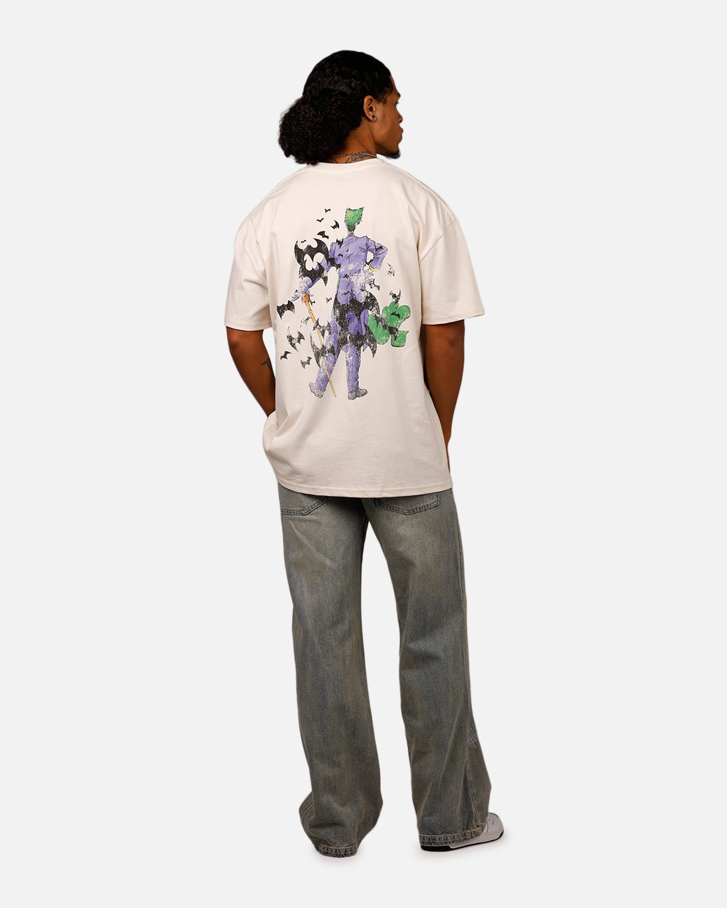 American Thrift DC Comics Batman The Joker Cane Graphic Heavy Cotton T-Shirt in Off White - Perfect for Cosplay, Comic Con & Superhero Fans