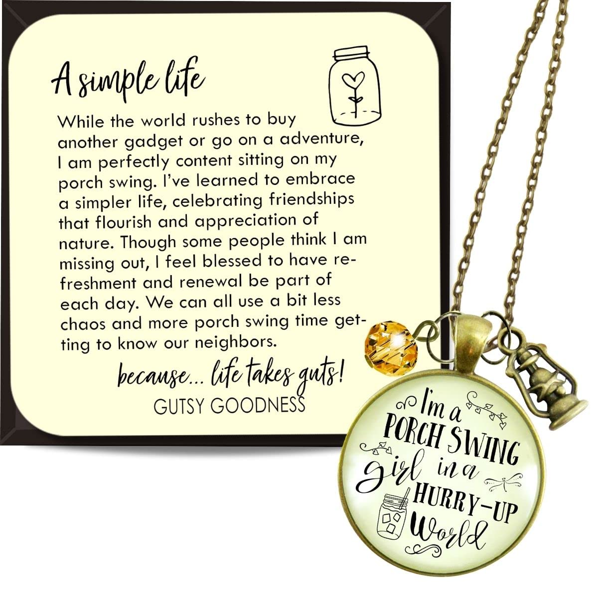 Porch Swing Country Necklace - Southern Style Jewelry with 36